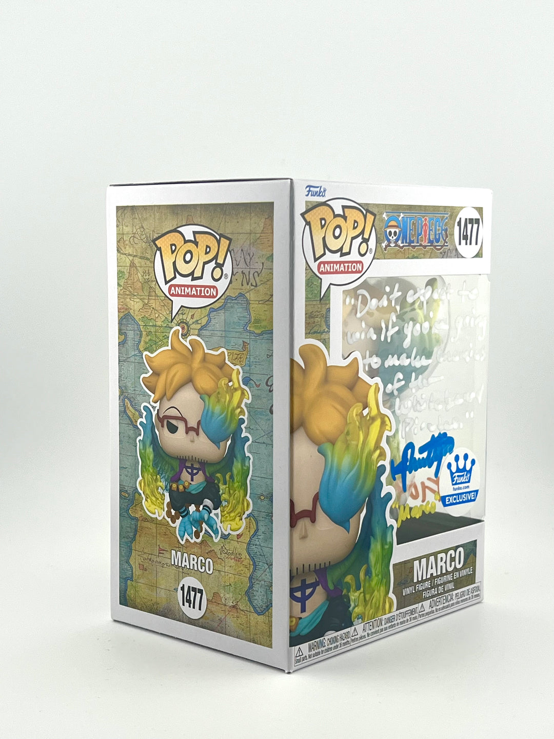 Funko pop! Numbered One piece: Marco 1477 (Funko Exclusive) Autograph/Quote by Kyle Phillips + JSA Authentication