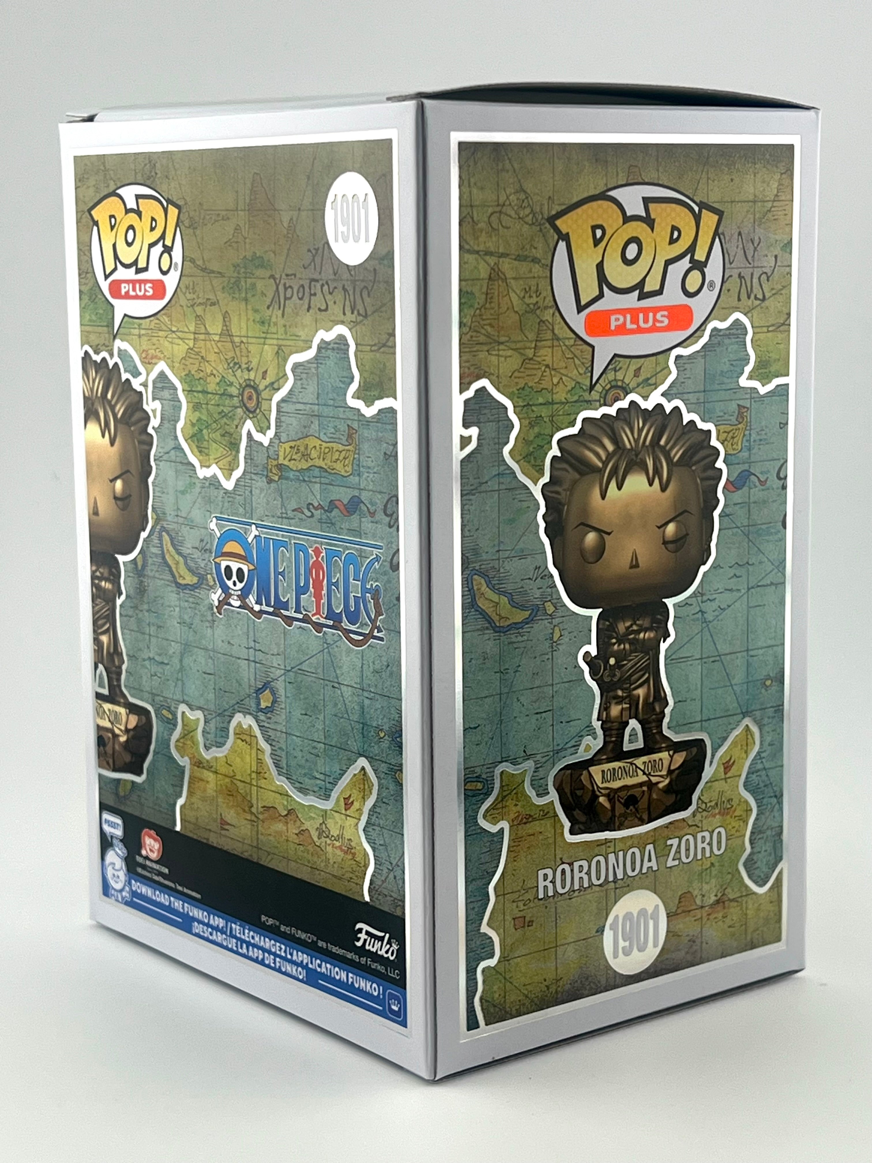 FUNKO POP! BRONZE STATUE RORONOA ZORO 1901 FUNKO SHOP EXCLUSIVE JVA SIGNED