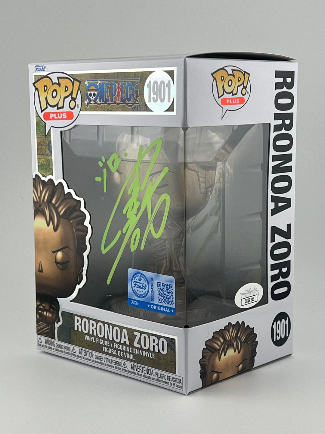 FUNKO POP! BRONZE STATUE RORONOA ZORO 1901 FUNKO SHOP EXCLUSIVE JVA SIGNED