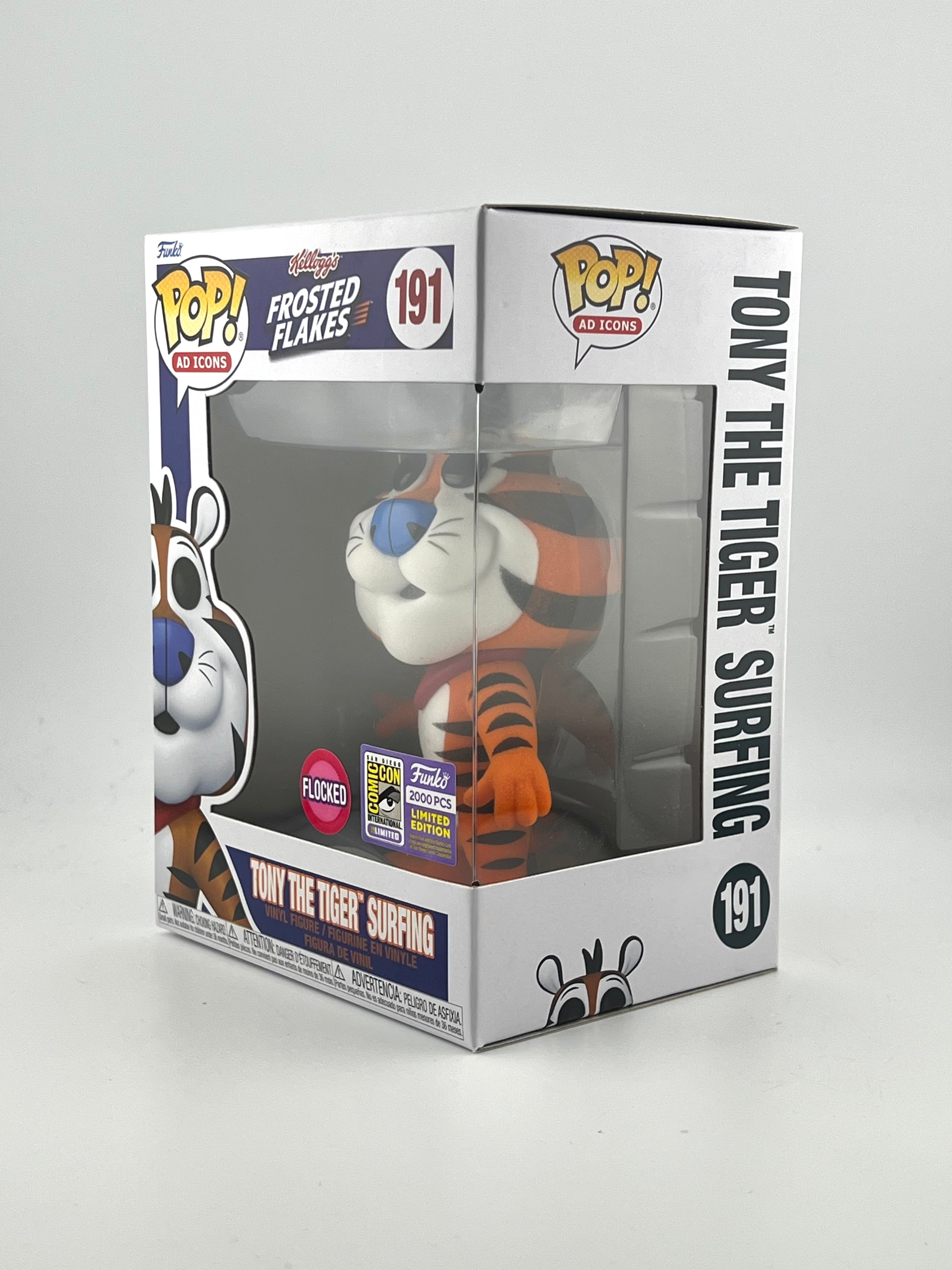 Funko Pop! TONY THE TIGER SURFING 191 FLOCKED 2023 SAND DIEGO COMIC CON EXCLUSIVE