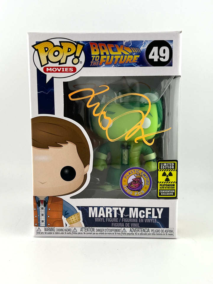 Funko Pop! Marty McFly 49 Plutonium Plastic empire exclusive autographed by Michael J. Fox JSA Authenticated