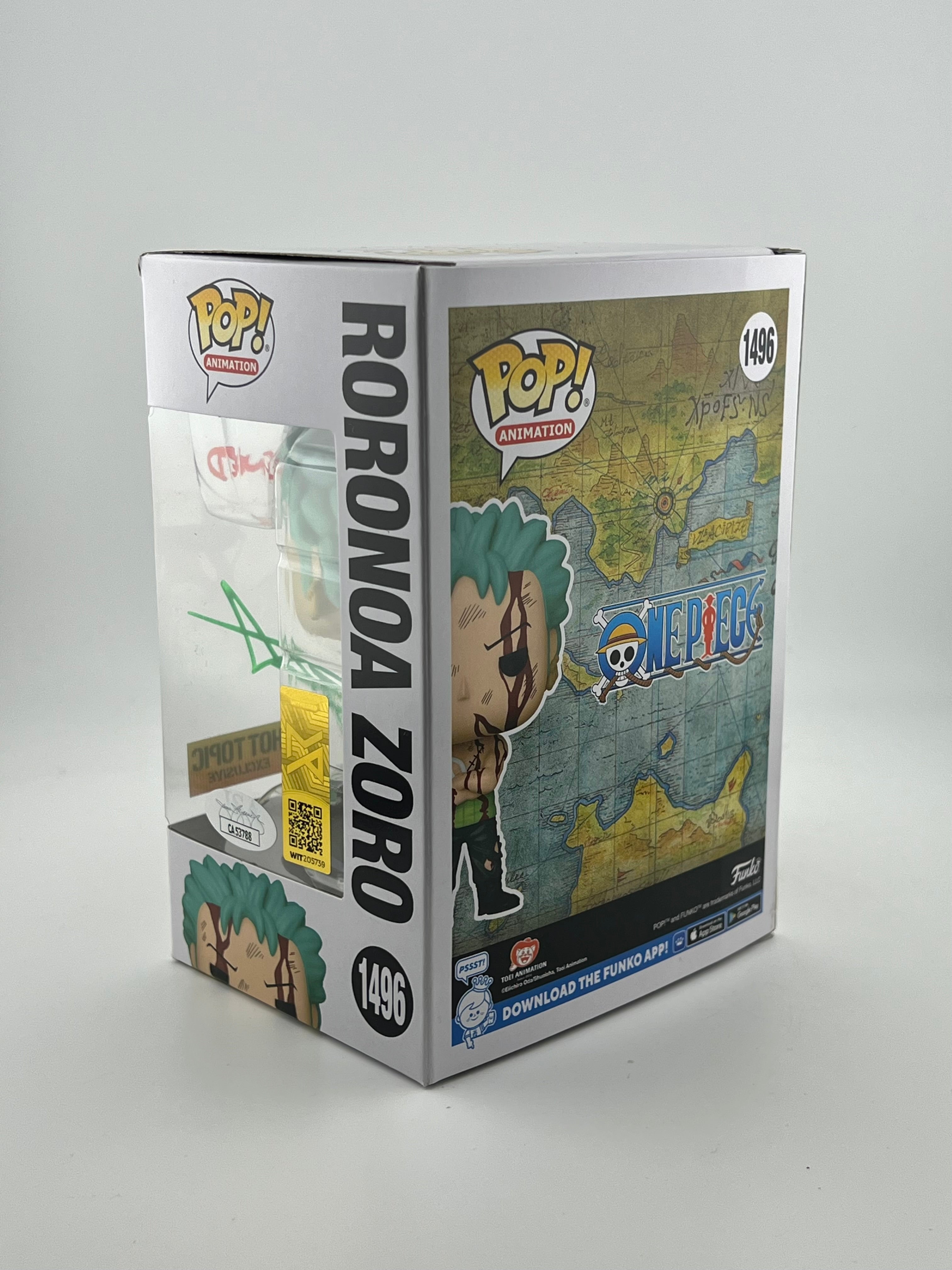 Signed (Christopher Sabat) - RORONOA ZORO 1496 HOT TOPIC + JSA Authentication