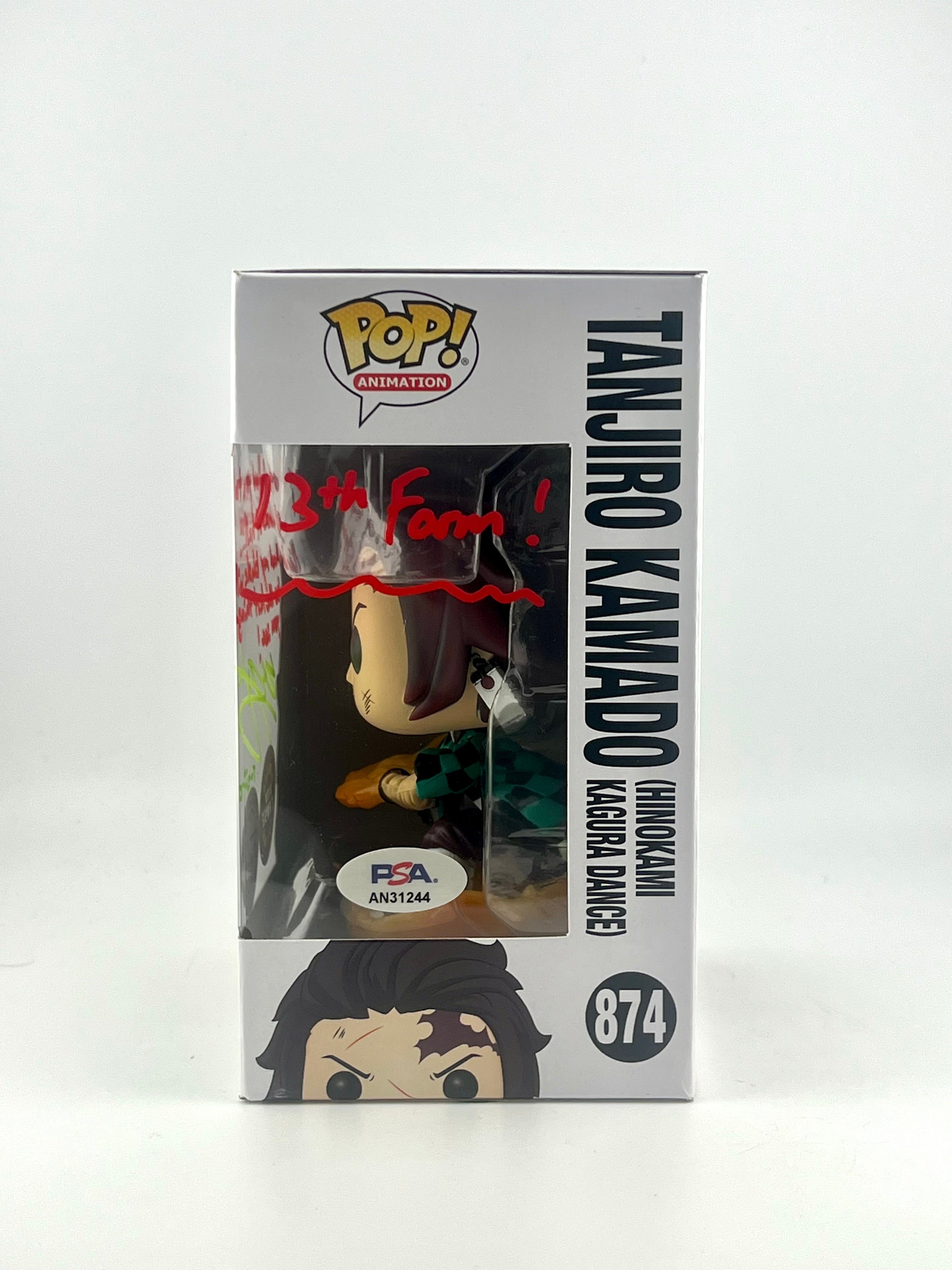FUNKO POP! TANJIRO KAMADO 874 GLOW CHASE Signed + PSA