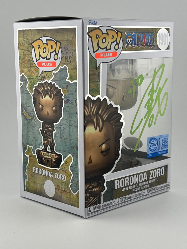 FUNKO POP! BRONZE STATUE RORONOA ZORO 1901 FUNKO SHOP EXCLUSIVE JVA SIGNED