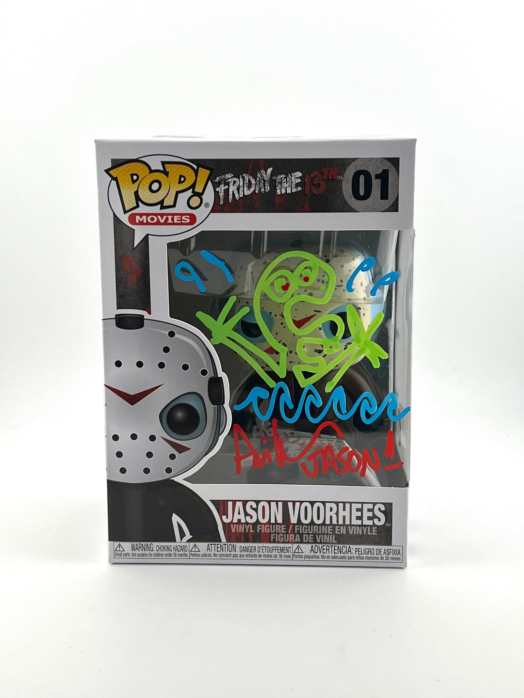 Ari Lehman Sketch and Autographed Jason Voorhees 01 Funko Pop + Custom Magnetic Armor