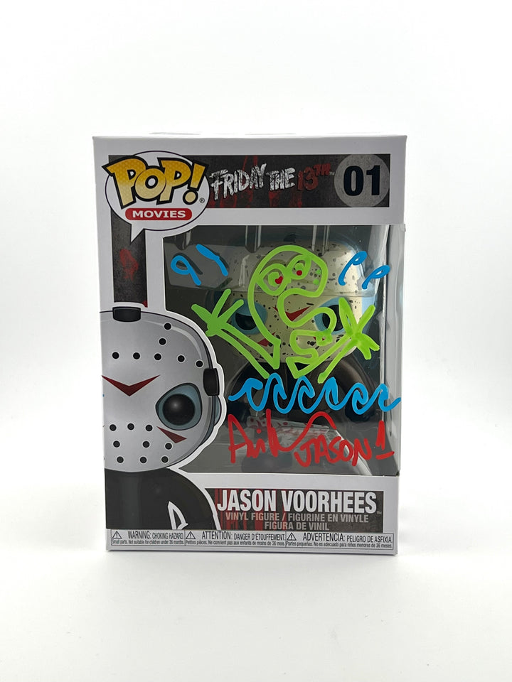 Ari Lehman Sketch and Autographed Jason Voorhees 01 Funko Pop + Custom Magnetic Armor