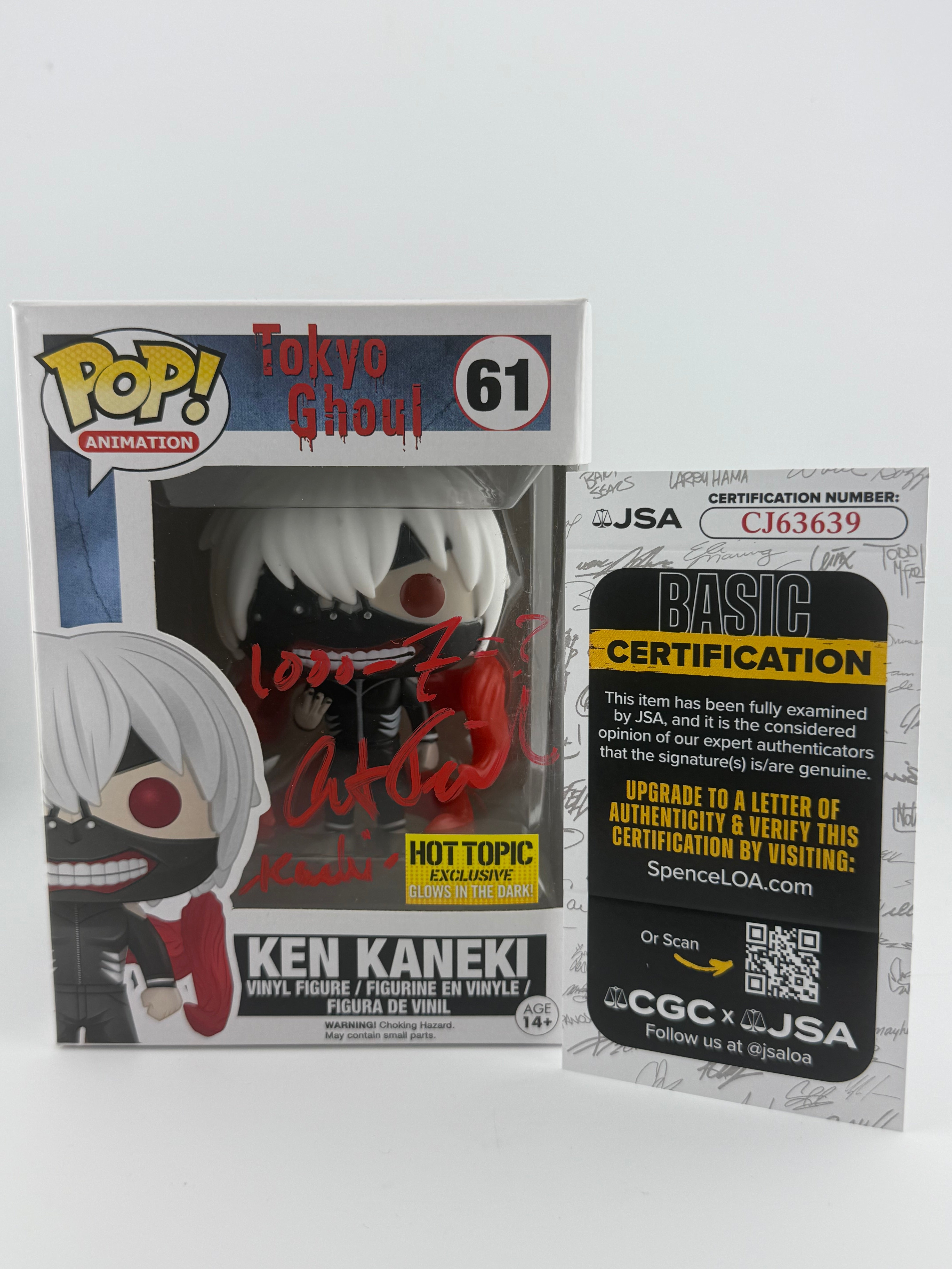 Funko POP! SIGNED KEN KANEKI 61 HOT TOPIC EXCLUSIVE (AUSTIN TINDLE) + JSA