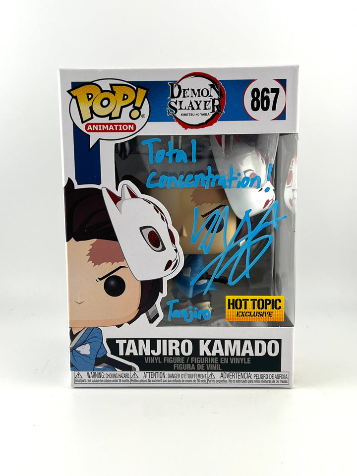 Funko Pop! Tanjiro Kamado 867 Hot Topic Exclusive autographed by Zach Aguilar jsa authenticated