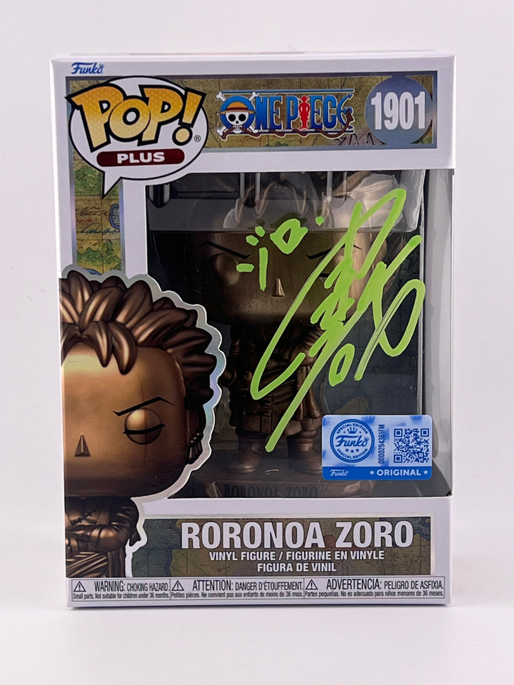 FUNKO POP! BRONZE STATUE RORONOA ZORO 1901 FUNKO SHOP EXCLUSIVE JVA SIGNED
