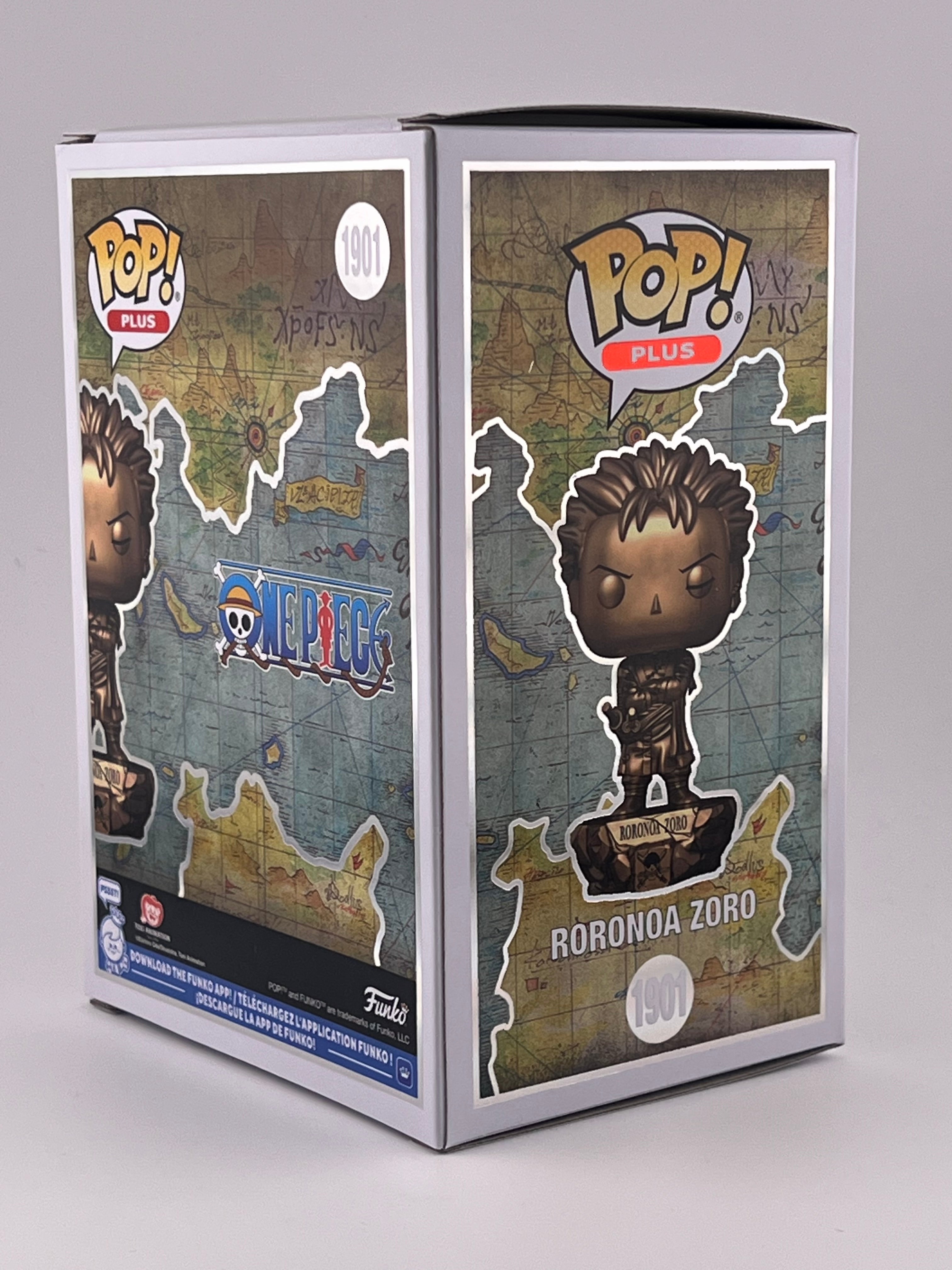 FUNKO POP! BRONZE STATUE RORONOA ZORO 1901 FUNKO SHOP EXCLUSIVE JVA SIGNED