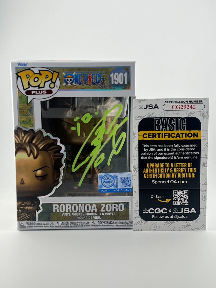 FUNKO POP! BRONZE STATUE RORONOA ZORO 1901 FUNKO SHOP EXCLUSIVE JVA SIGNED