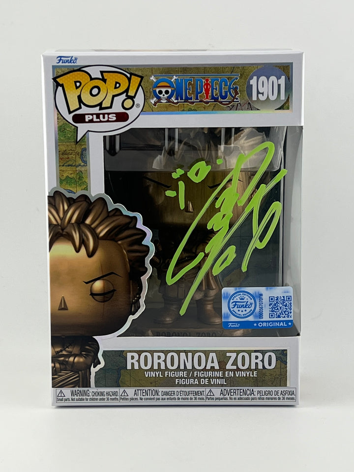 FUNKO POP! BRONZE STATUE RORONOA ZORO 1901 FUNKO SHOP EXCLUSIVE JVA SIGNED