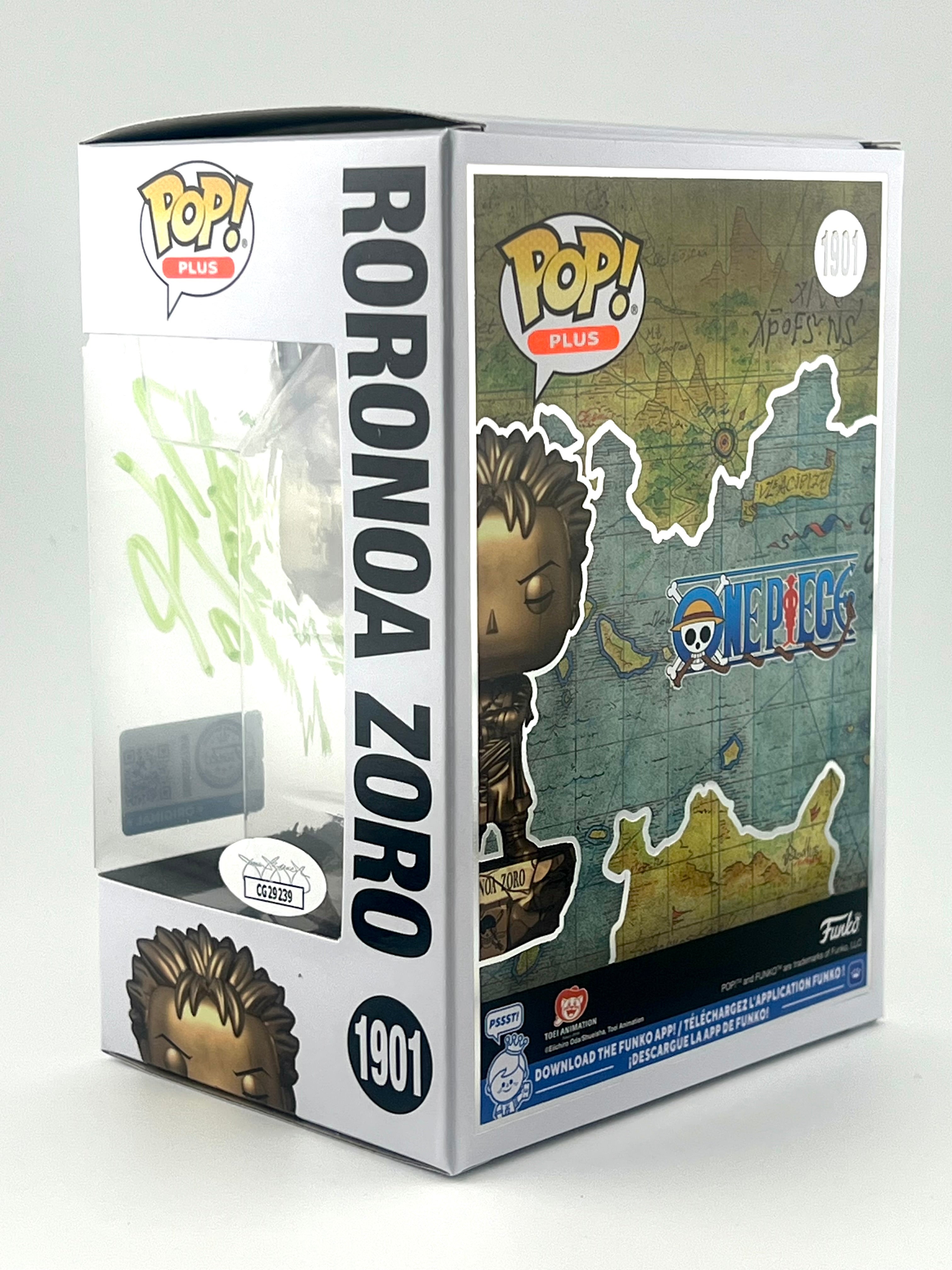 FUNKO POP! BRONZE STATUE RORONOA ZORO 1901 FUNKO SHOP EXCLUSIVE JVA SIGNED