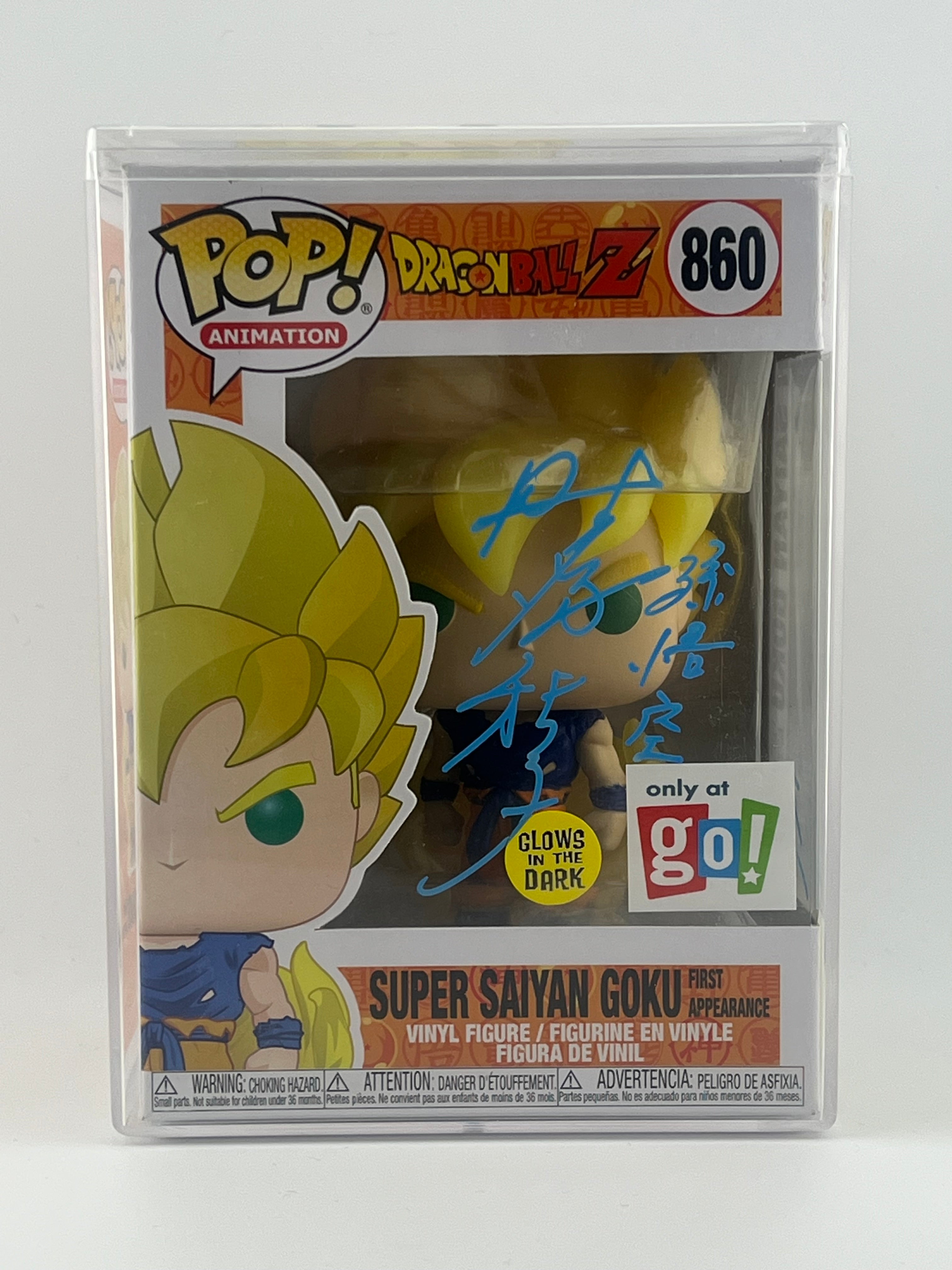 FUNKO POP! SUPER SAIYAN GOKU First appearance 860 GITD GO EXCLUSIVE JVA SIGNED