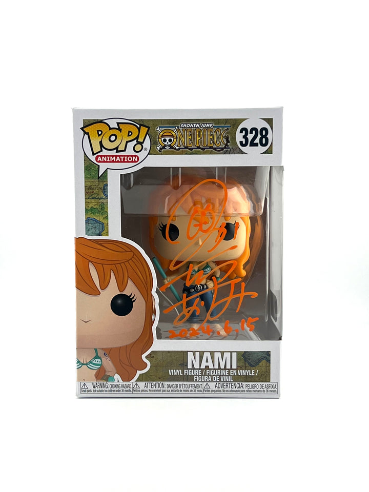 Funko Pop! One Piece - Nami #328 Autographed by JVA Akemi Okamura with SWAU Authentication