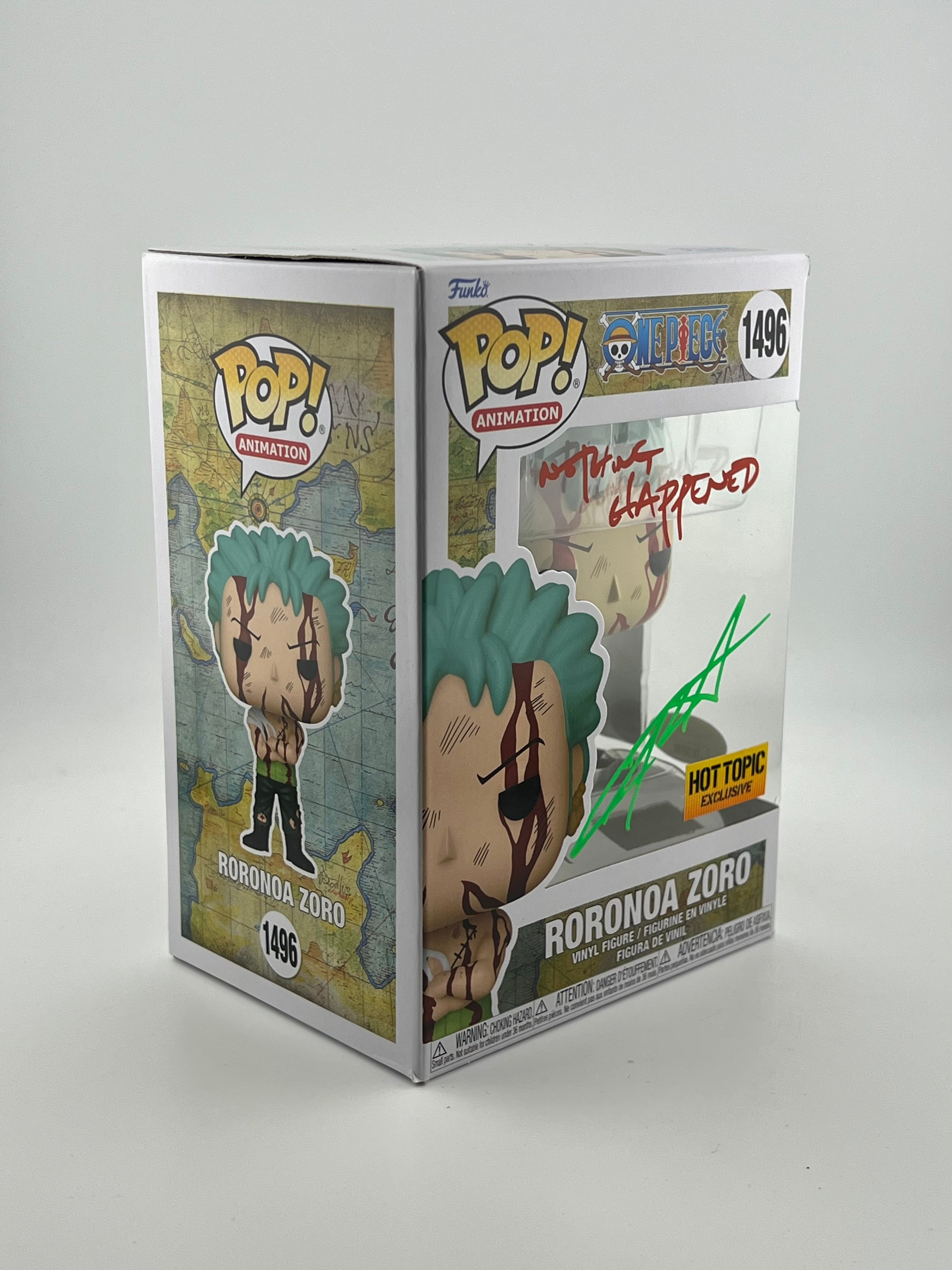 Signed (Christopher Sabat) - RORONOA ZORO 1496 HOT TOPIC + JSA Authentication