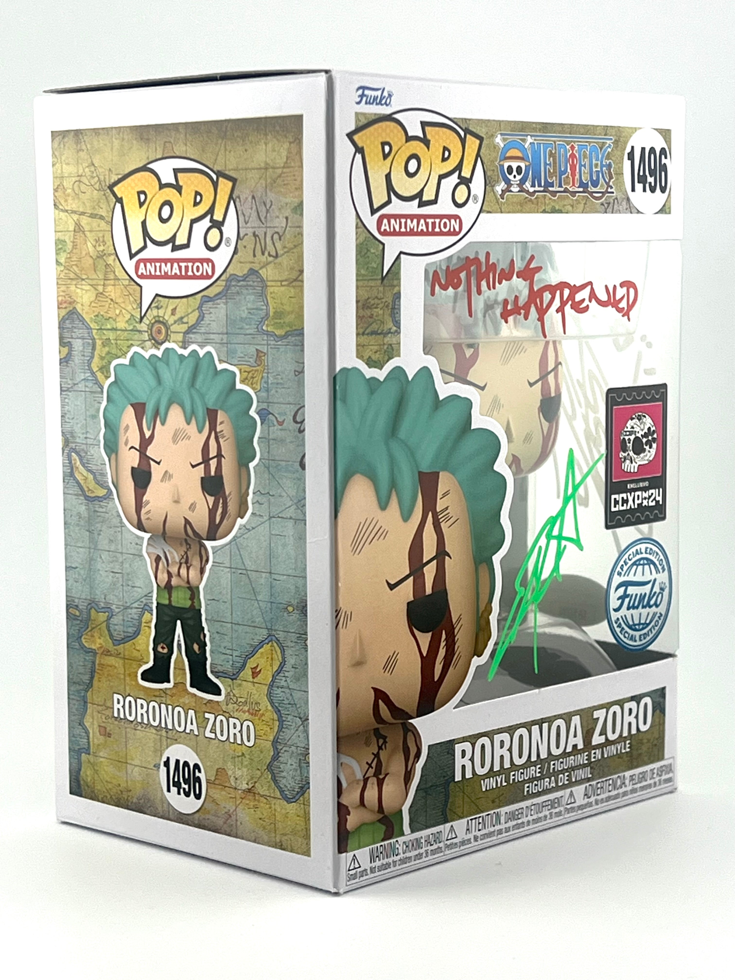 FUNKO POP! RORONOA ZORO 1496 CCXP EXCLUSIVE JVA & ENGLISH SIGNED