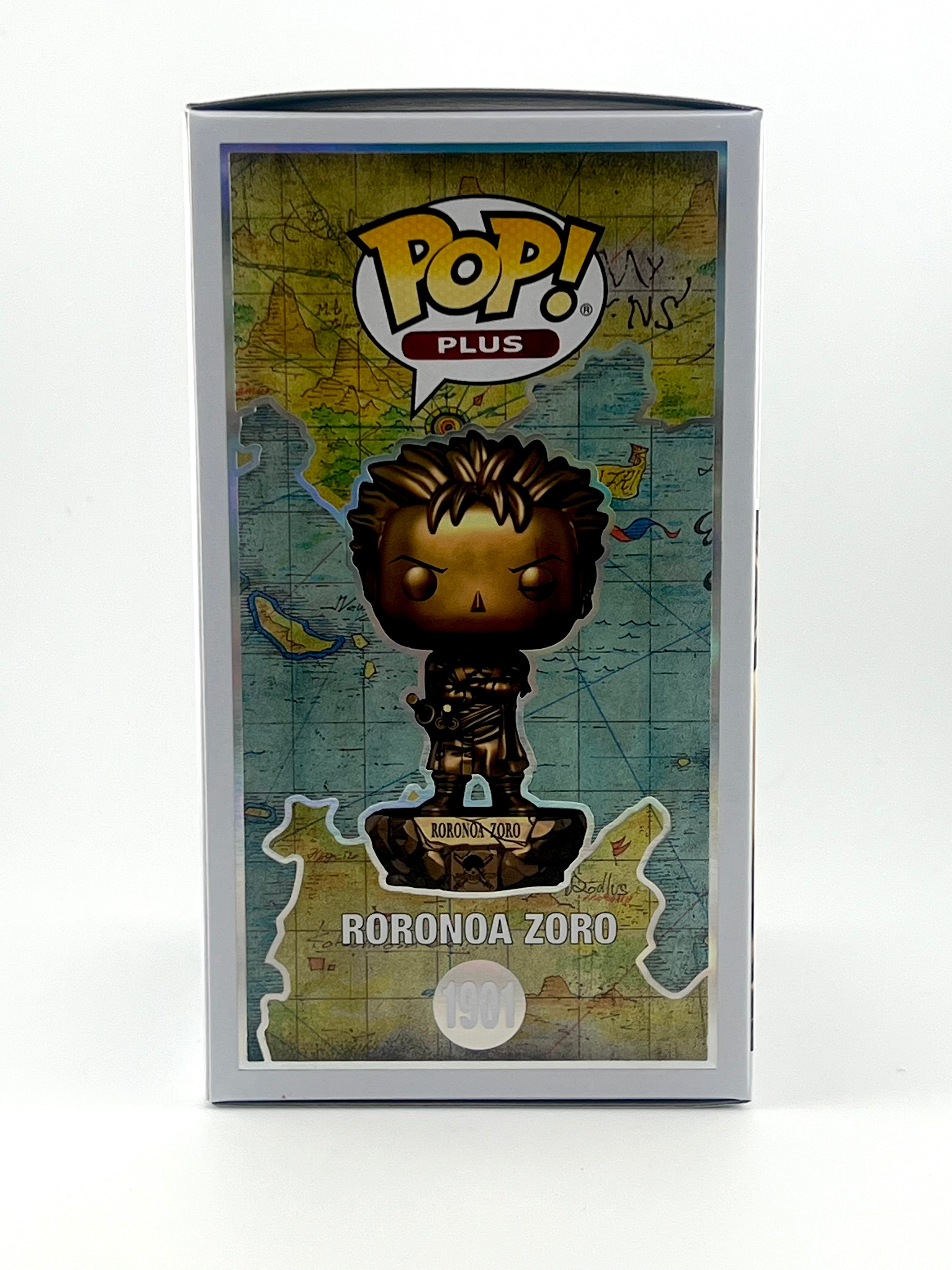 FUNKO POP! BRONZE STATUE RORONOA ZORO 1901 FUNKO SHOP EXCLUSIVE JVA SIGNED