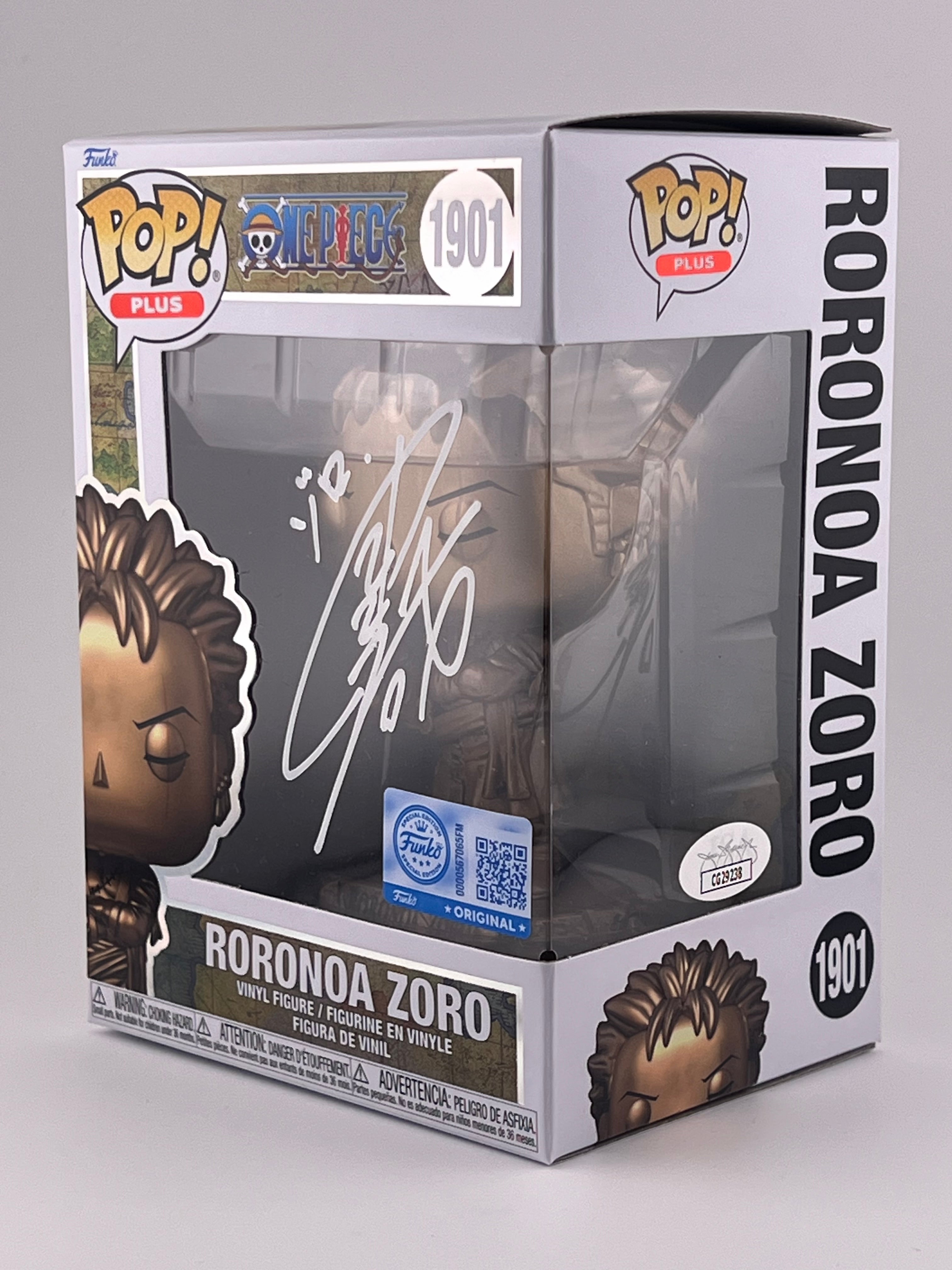 FUNKO POP! BRONZE STATUE RORONOA ZORO 1901 FUNKO SHOP EXCLUSIVE JVA SIGNED