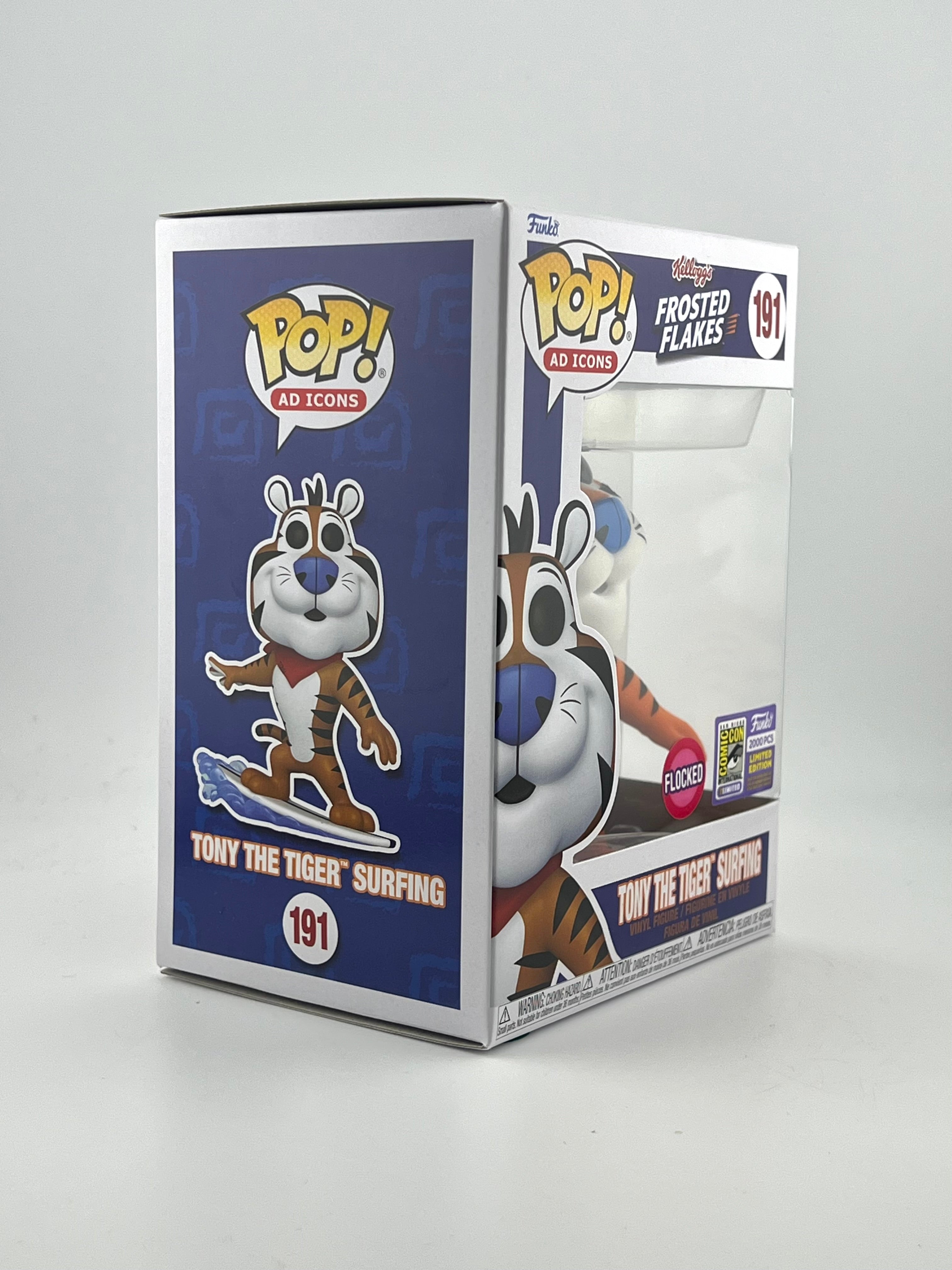 Funko Pop! TONY THE TIGER SURFING 191 FLOCKED 2023 SAND DIEGO COMIC CON EXCLUSIVE