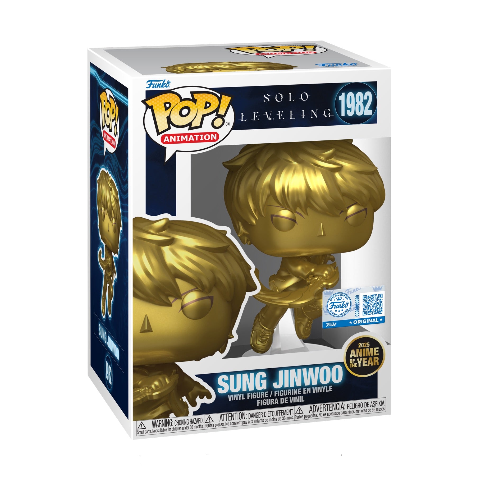 Funko Pop! Animation: Solo Leveling - Sung Jinwoo 1982 with Protector Case - Anime Of the Year 2025 Exclusive