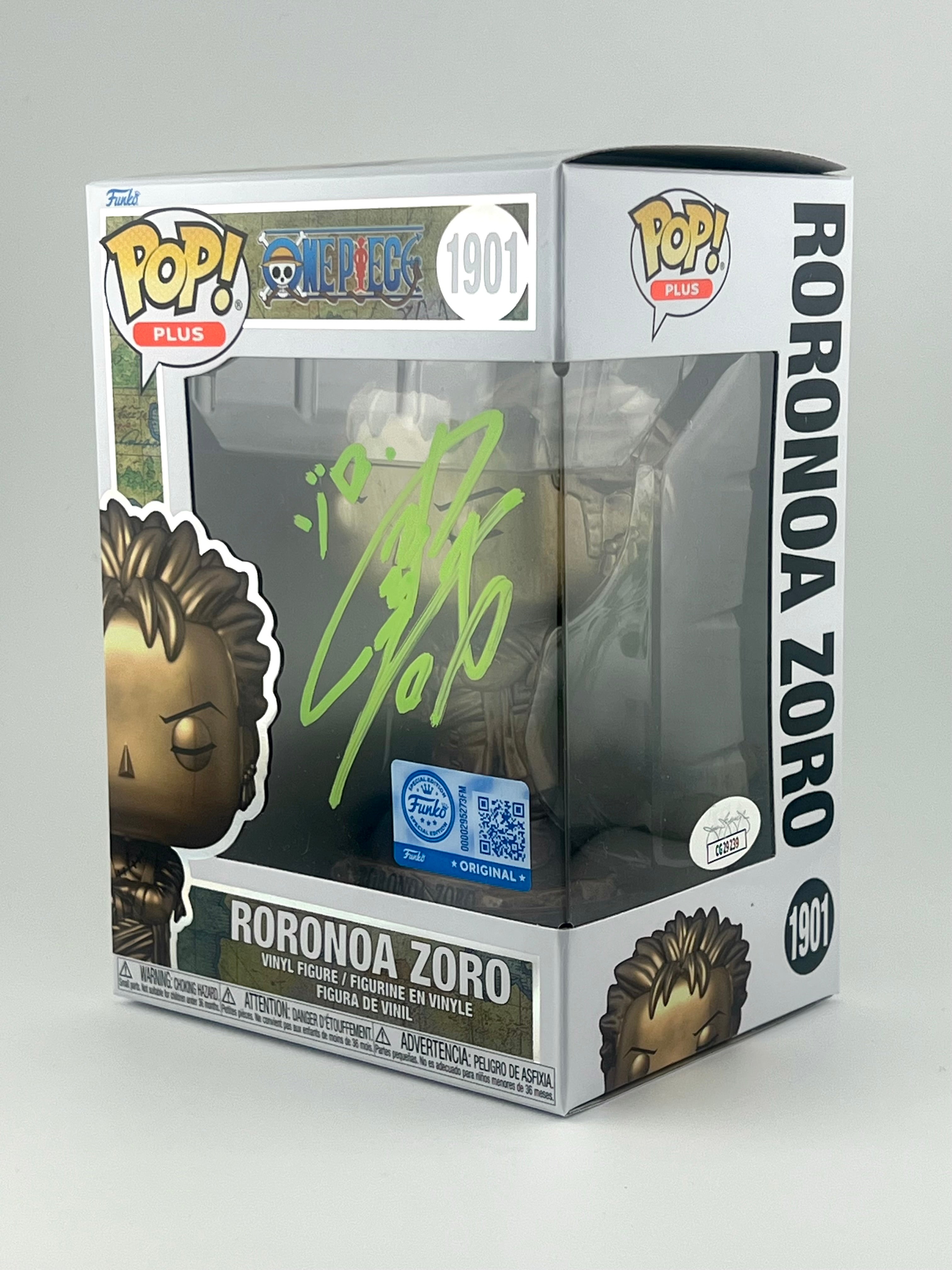 FUNKO POP! BRONZE STATUE RORONOA ZORO 1901 FUNKO SHOP EXCLUSIVE JVA SIGNED