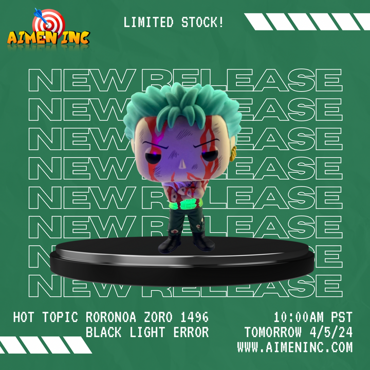 Funko Pop! Error Black Light Zoro 1496 - Hot Topic Exclusive - One Piece