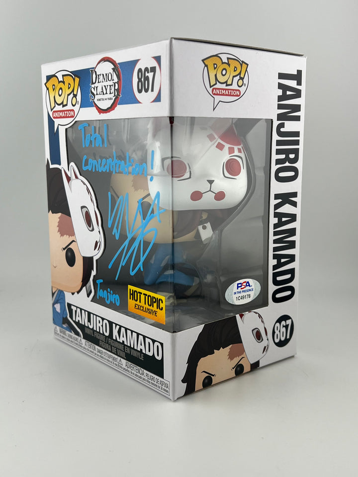 Funko Pop! Tanjiro Kamado 867 Hot Topic Exclusive autographed by Zach Aguilar jsa authenticated