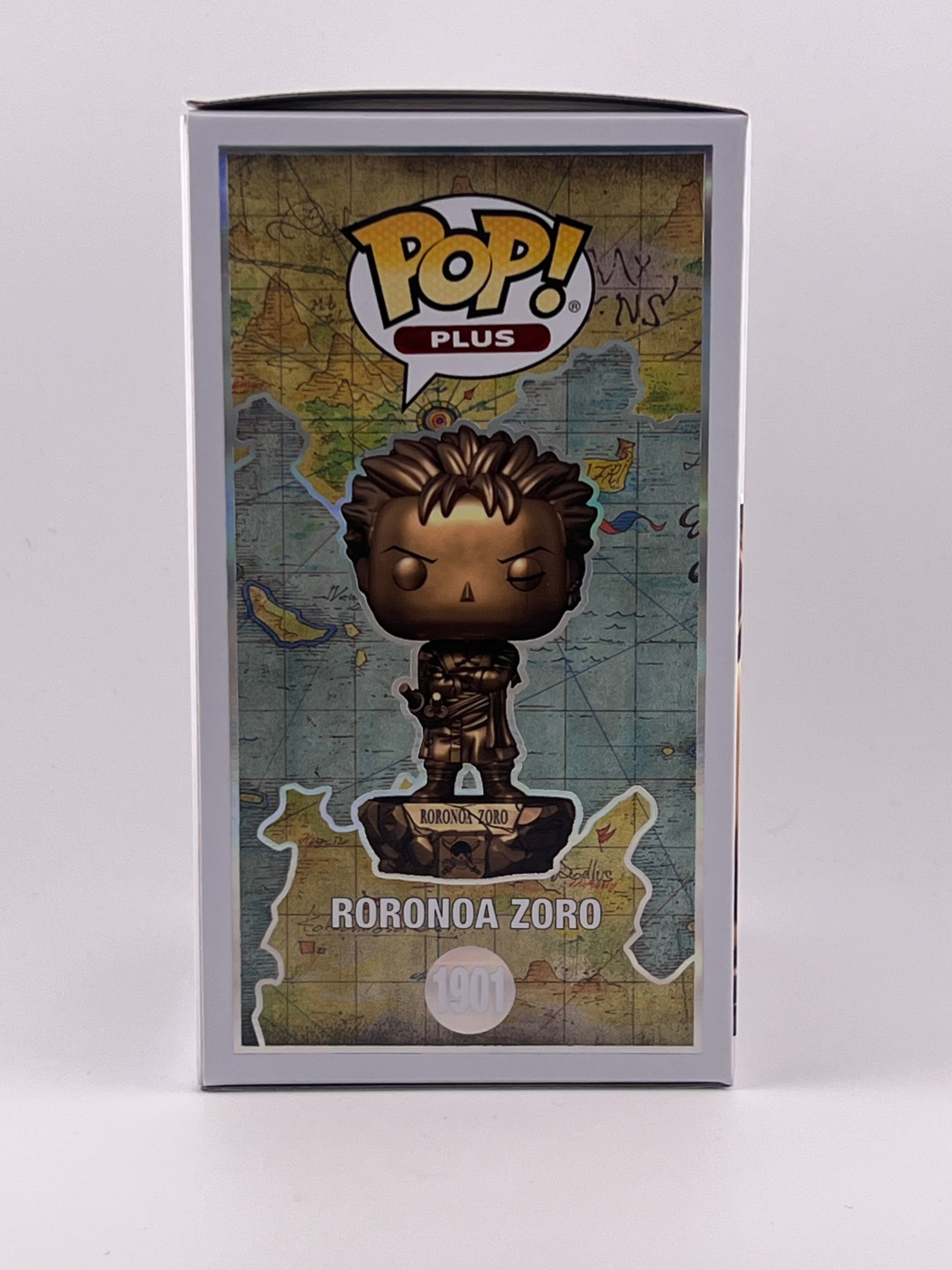 FUNKO POP! BRONZE STATUE RORONOA ZORO 1901 FUNKO SHOP EXCLUSIVE JVA SIGNED