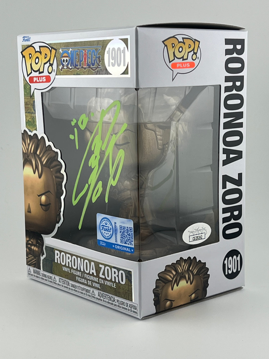 FUNKO POP! BRONZE STATUE RORONOA ZORO 1901 FUNKO SHOP EXCLUSIVE JVA SIGNED