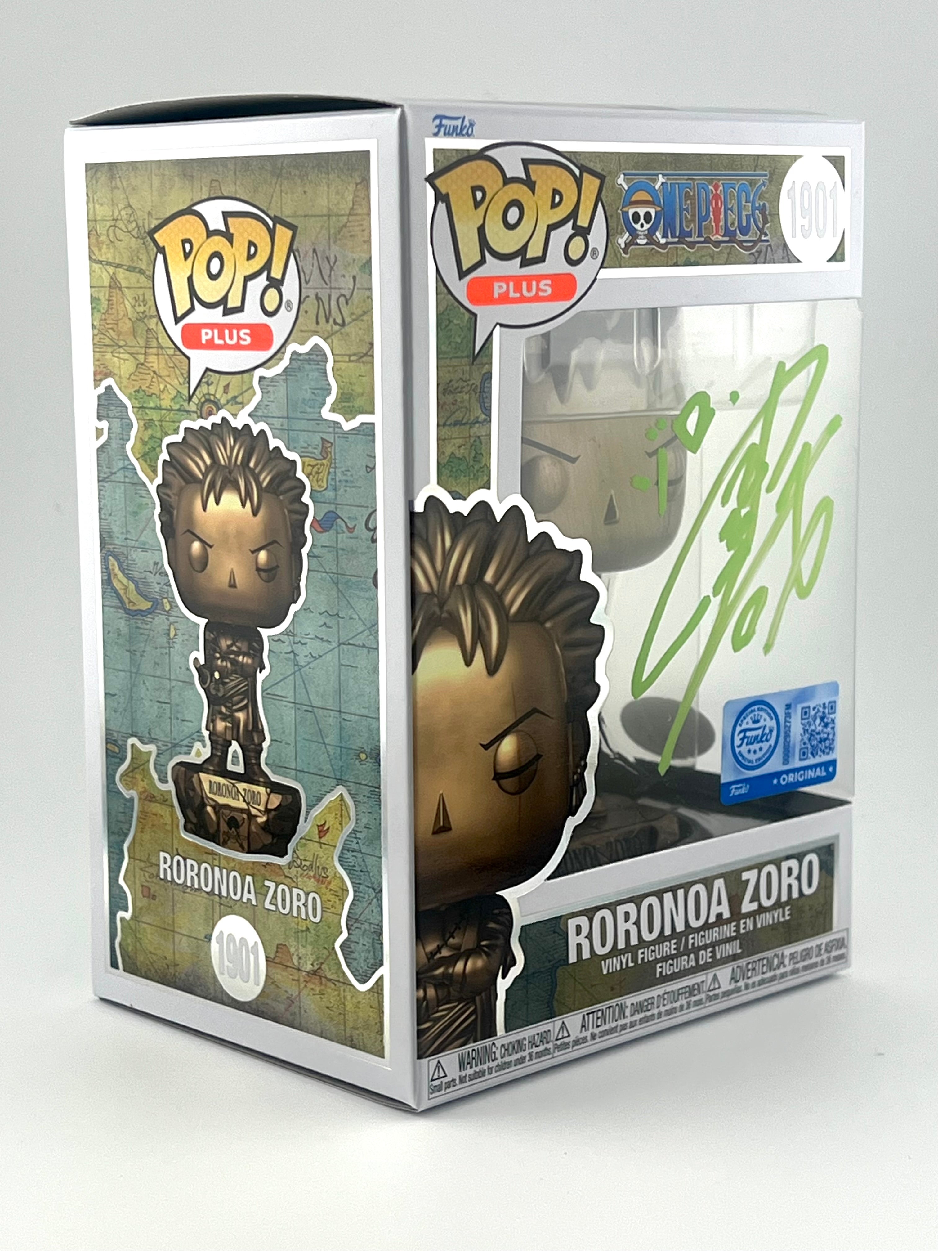 FUNKO POP! BRONZE STATUE RORONOA ZORO 1901 FUNKO SHOP EXCLUSIVE JVA SIGNED