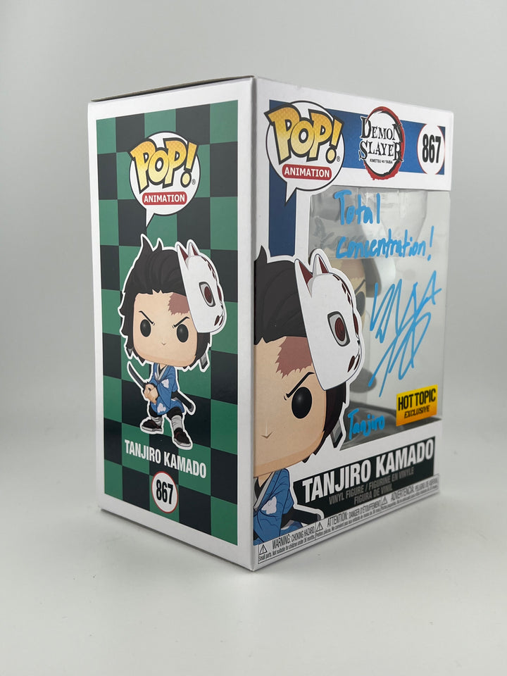 Funko Pop! Tanjiro Kamado 867 Hot Topic Exclusive autographed by Zach Aguilar jsa authenticated