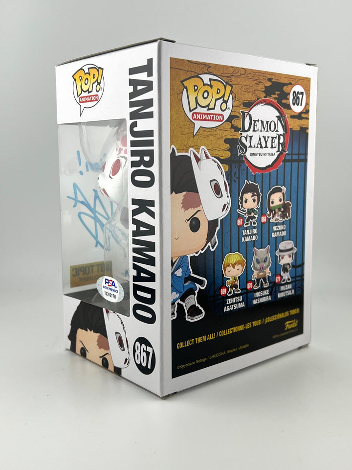 Funko Pop! Tanjiro Kamado 867 Hot Topic Exclusive autographed by Zach Aguilar jsa authenticated