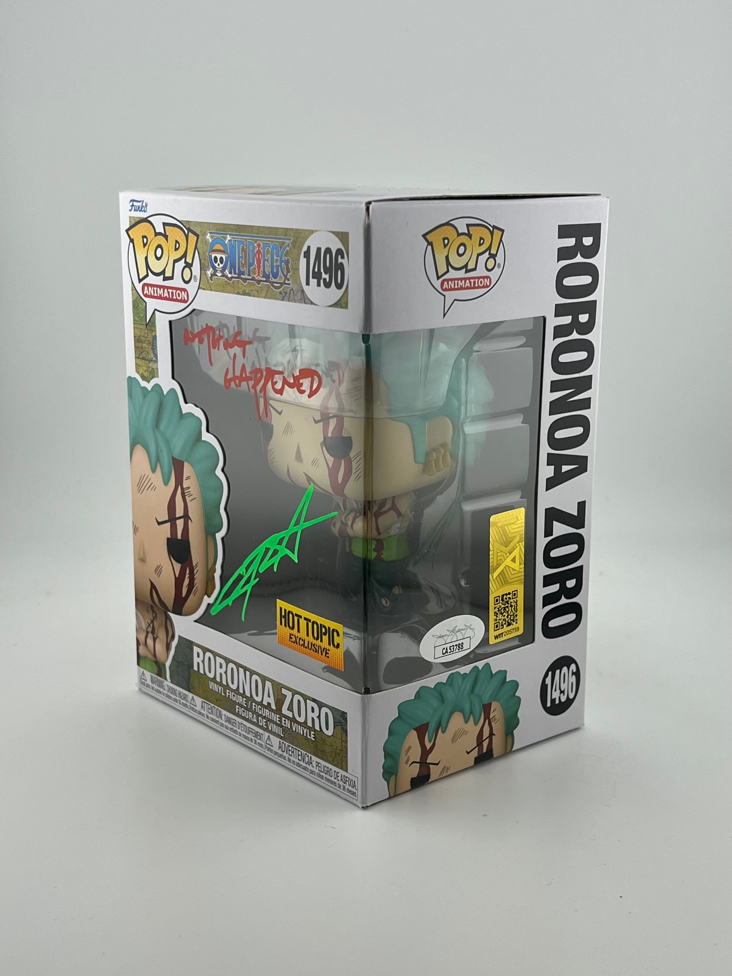 Signed (Christopher Sabat) - RORONOA ZORO 1496 HOT TOPIC + JSA Authentication