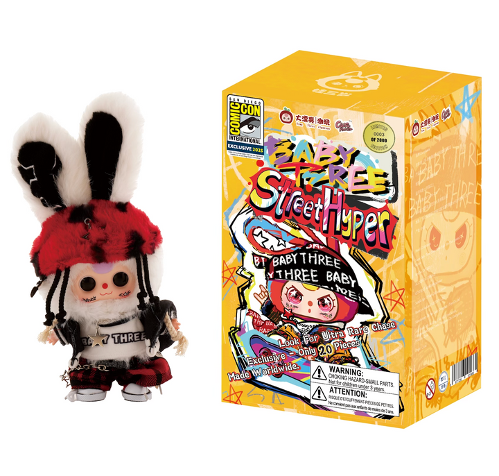 2025 SDCC Exclusive Baby Three “Street Hyper” Vinyl Collector Plush – Orange Box