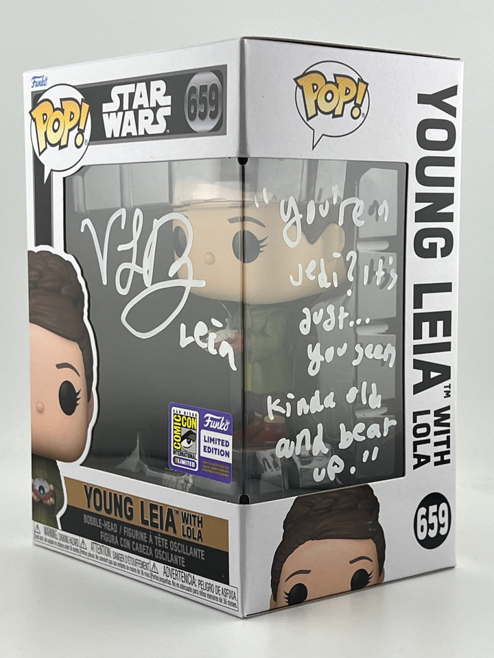 Funko Pop! Young Leia with Lola 659 SDCC Autographed/Quoted by Lyra Blair JSA Authenticated