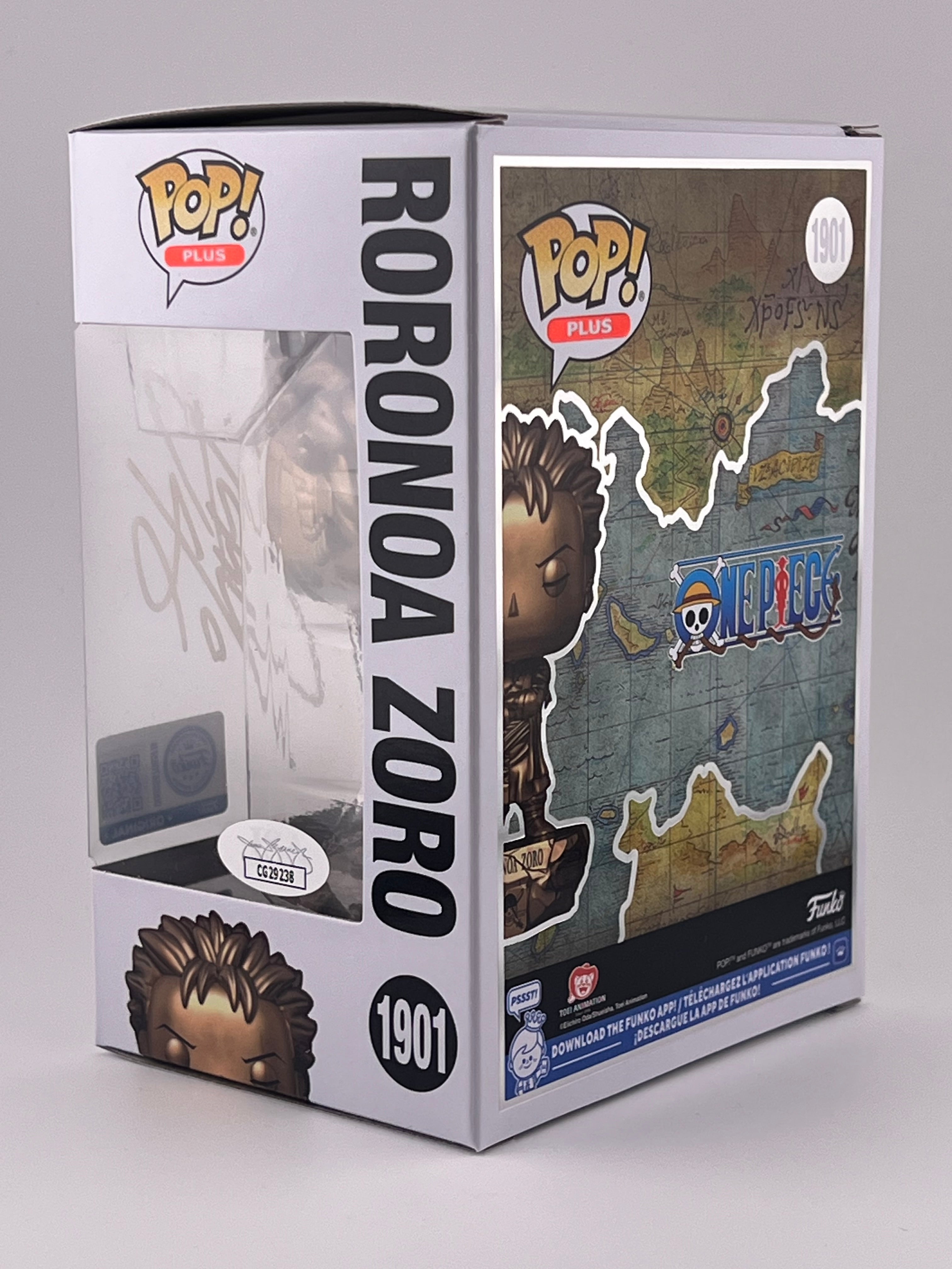 FUNKO POP! BRONZE STATUE RORONOA ZORO 1901 FUNKO SHOP EXCLUSIVE JVA SIGNED