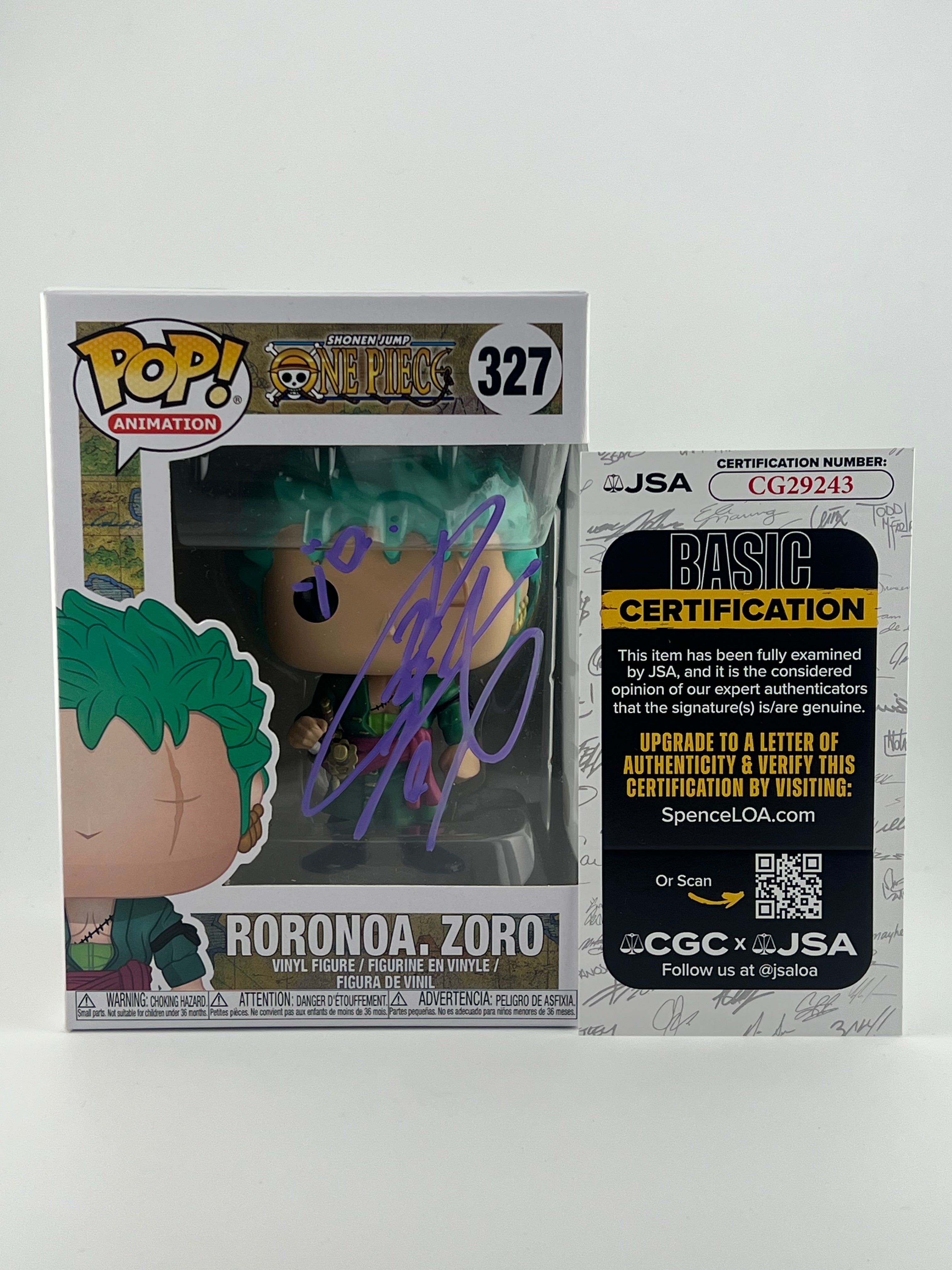 FUNKO POP! RORONOA ZORO 327 JVA SIGNED