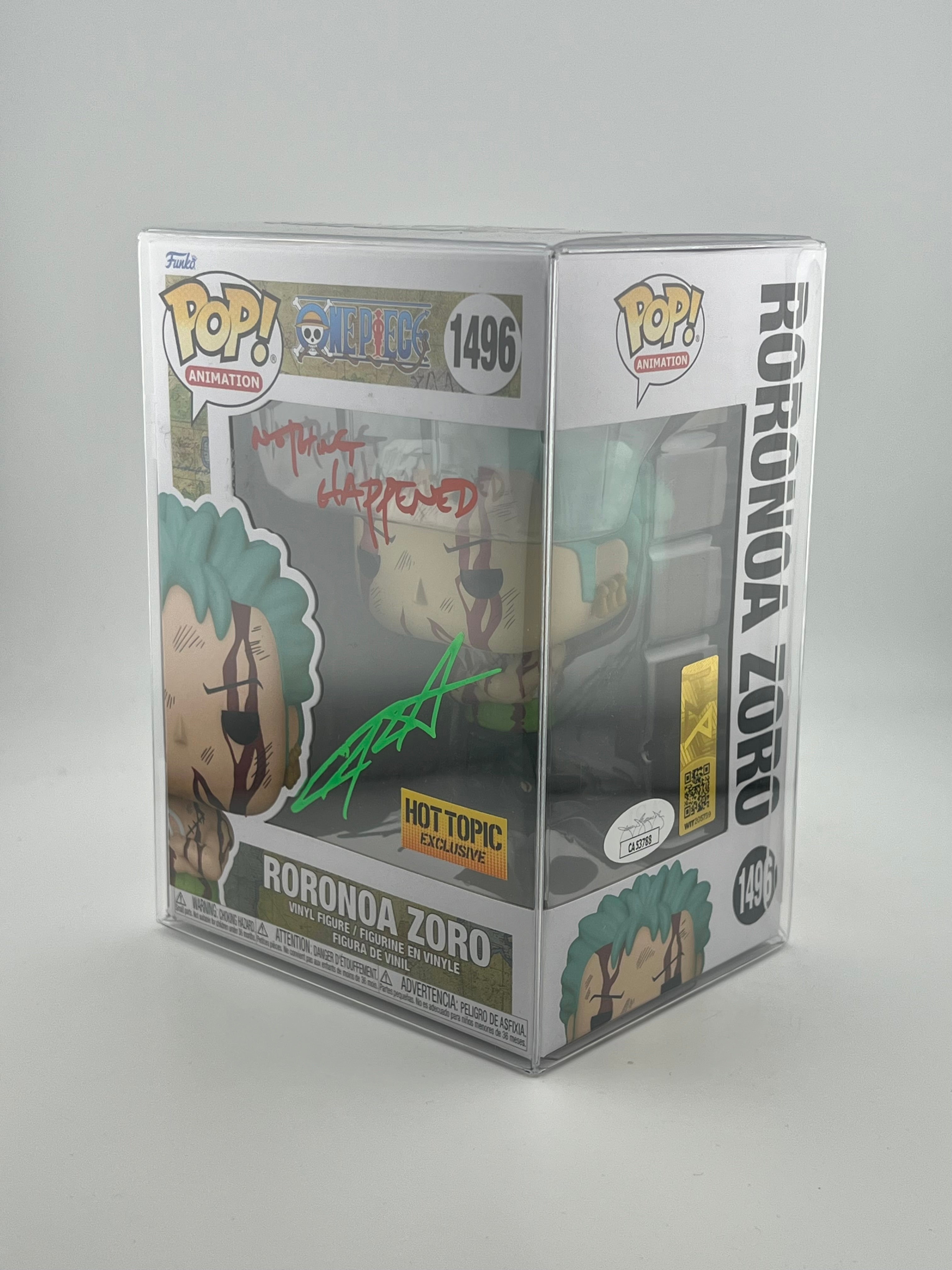 Signed (Christopher Sabat) - RORONOA ZORO 1496 HOT TOPIC + JSA Authentication
