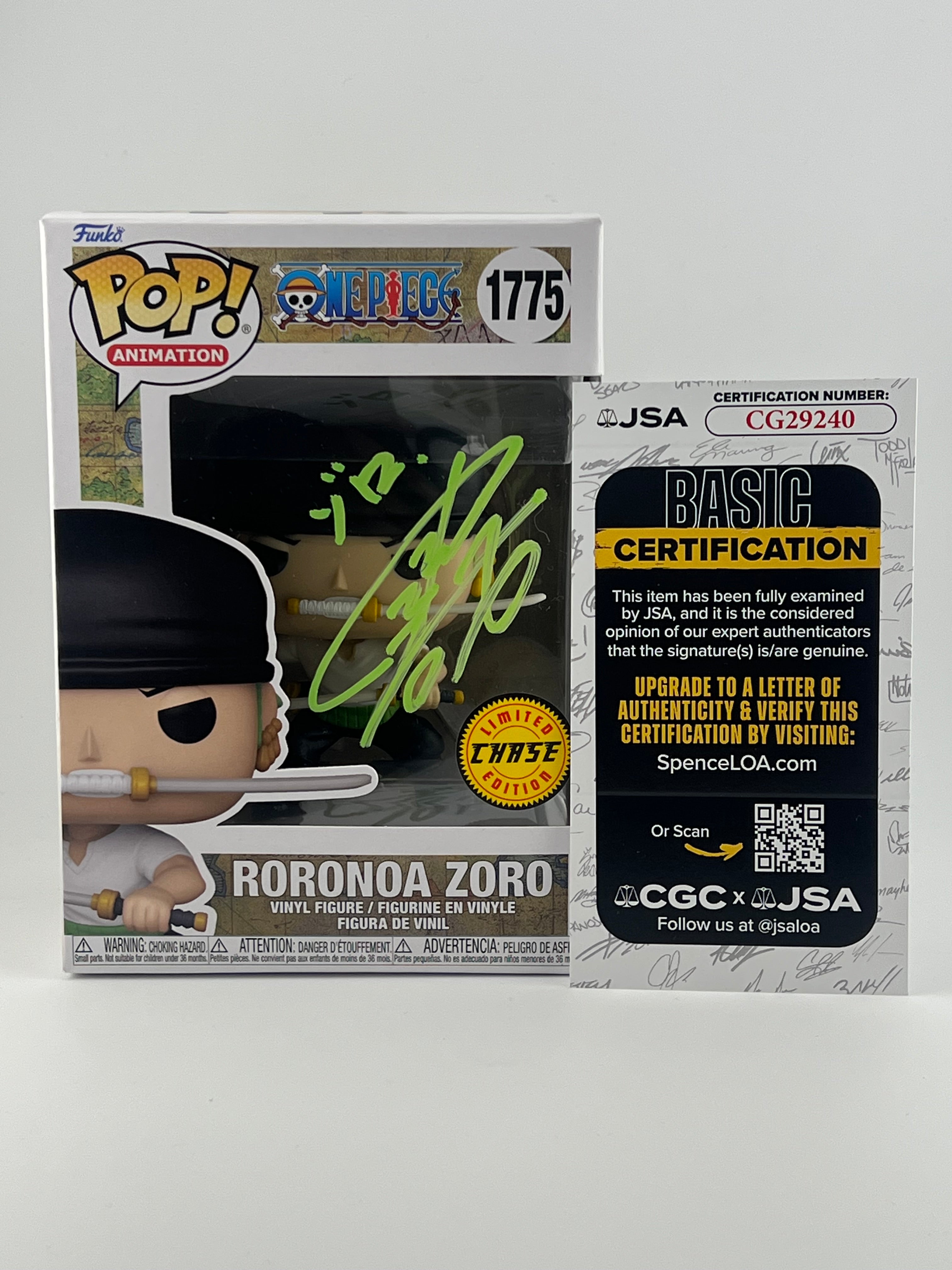 FUNKO POP! RORONOA ZORO 1775 CHASE JVA SIGNED