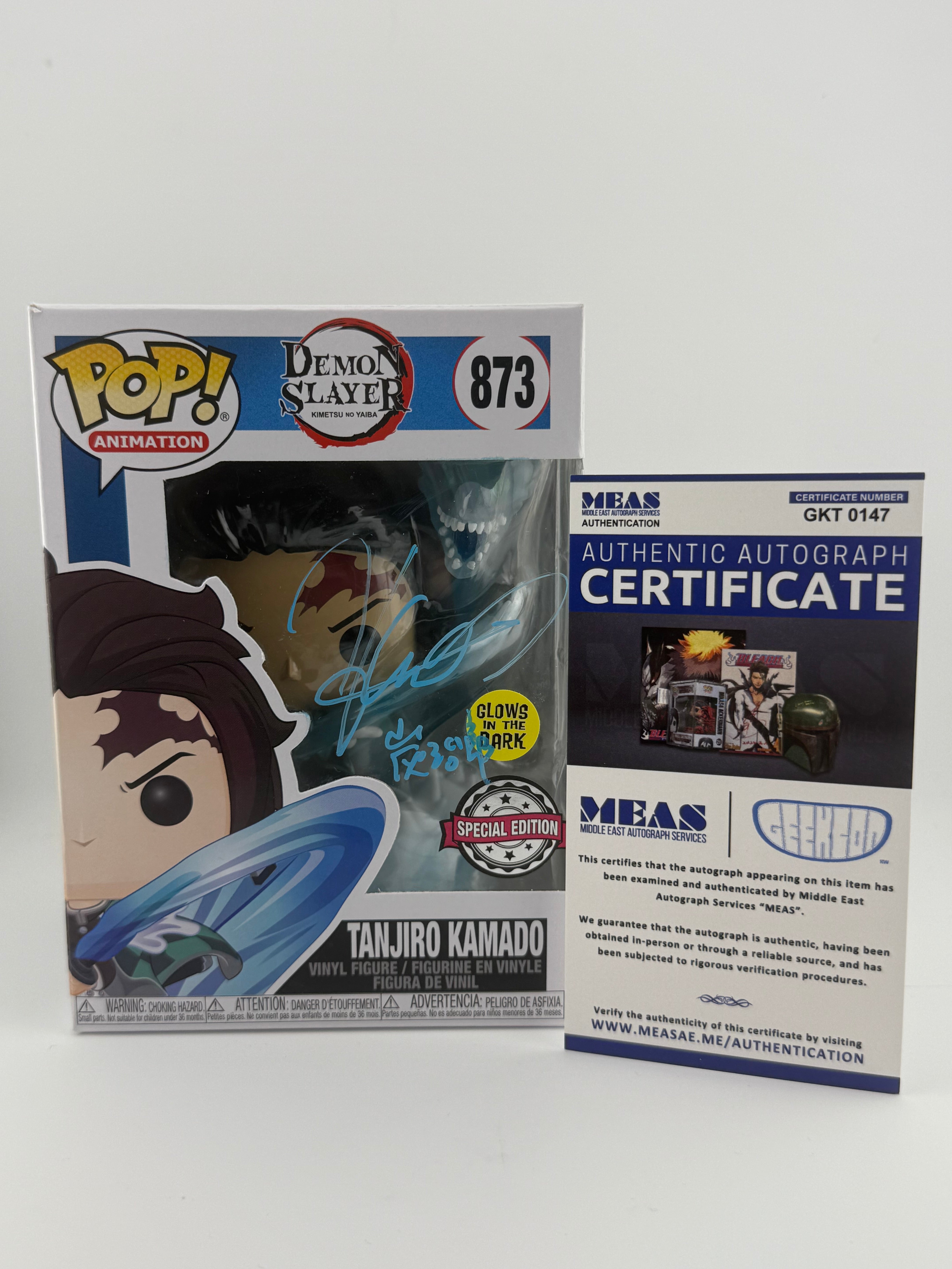Funko POP! JVA SIGNED TANJIRO KAMADO 873 GITD SE
