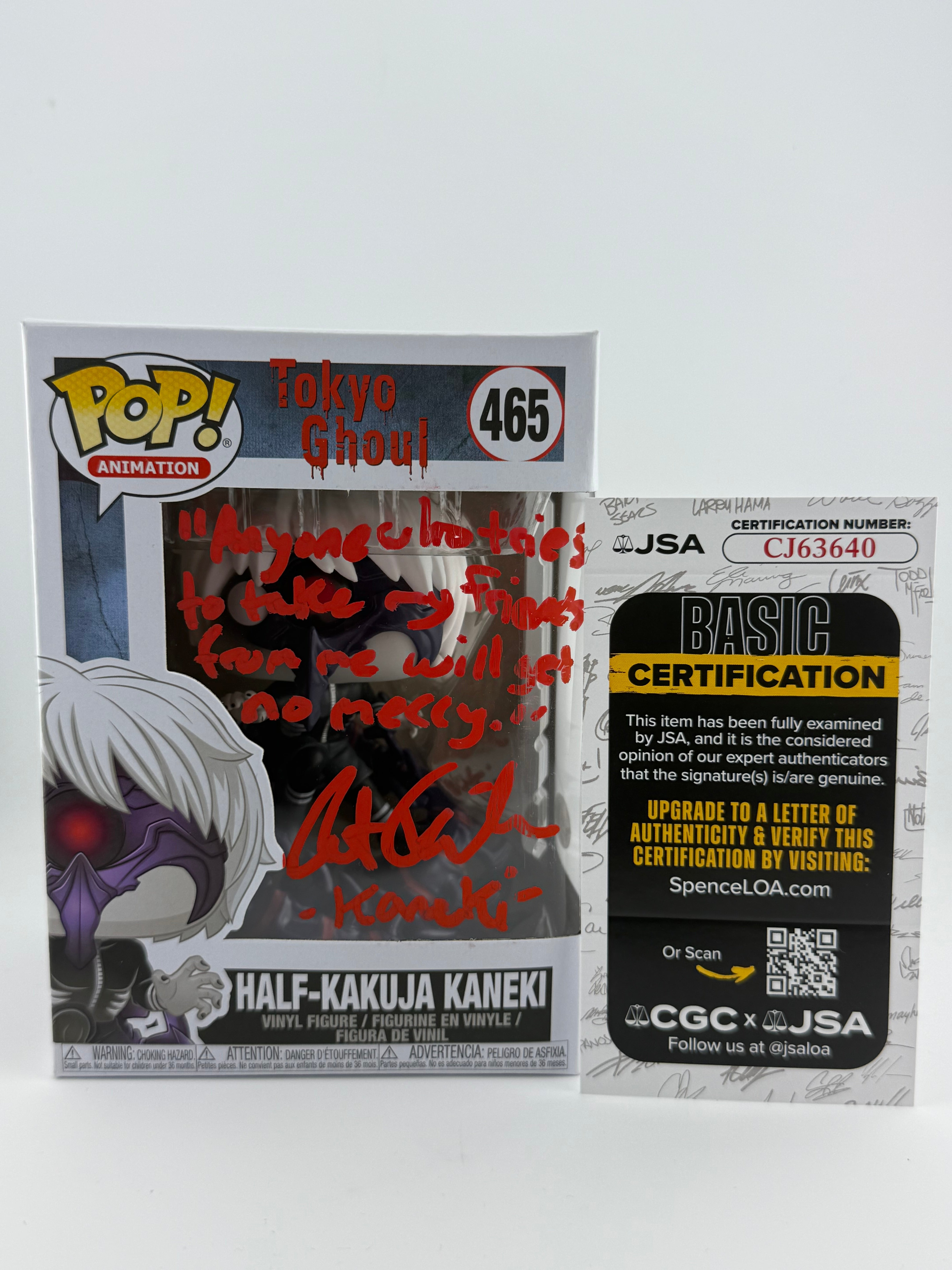 Funko POP! SIGNED HALF-KAKUJA KANEKI 465 (AUSTIN TINDLE) + JSA