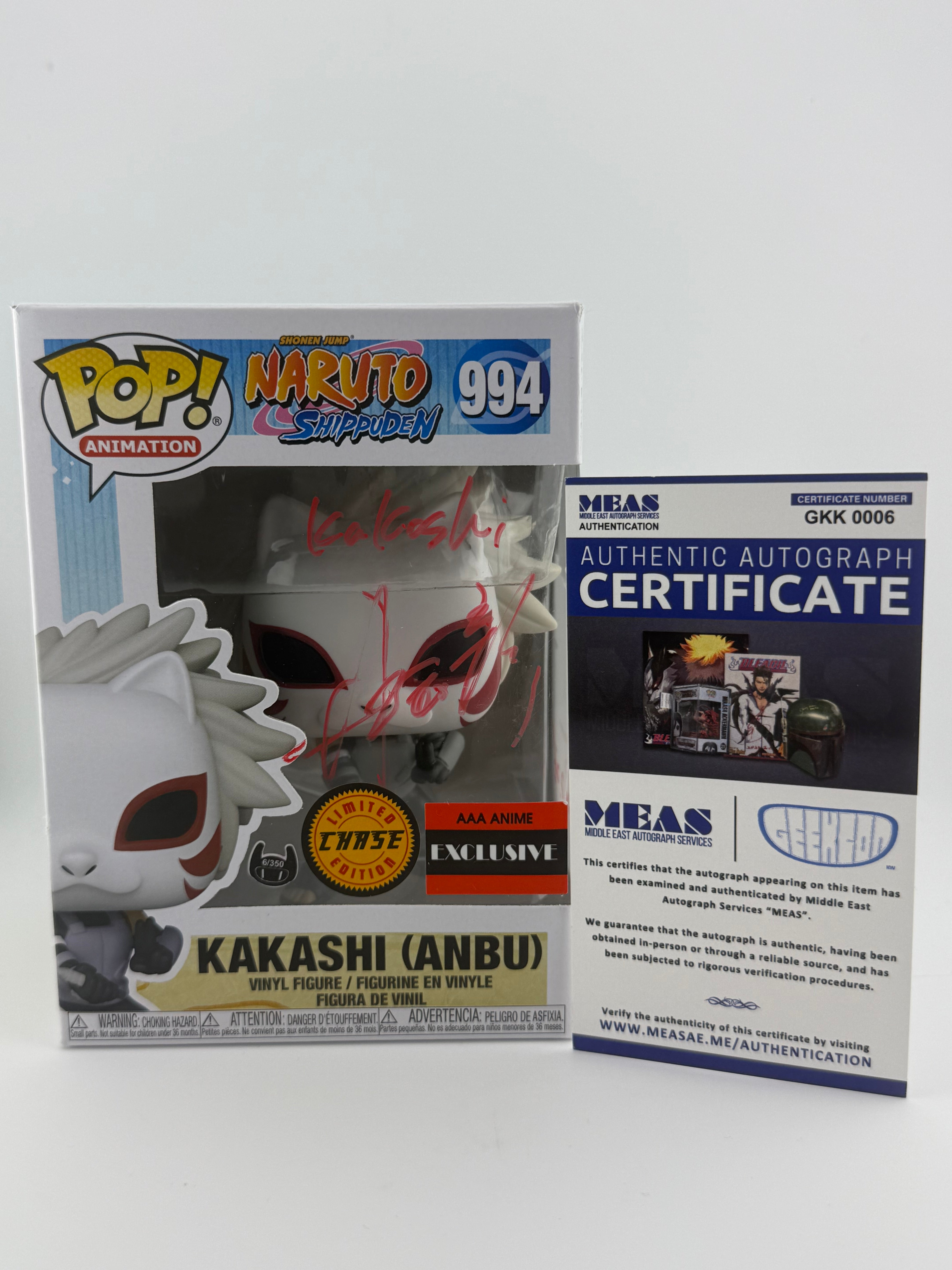Funko POP! JVA SIGNED KAKASHI ANBU 994 CHASE AAA EXCLUSIVE