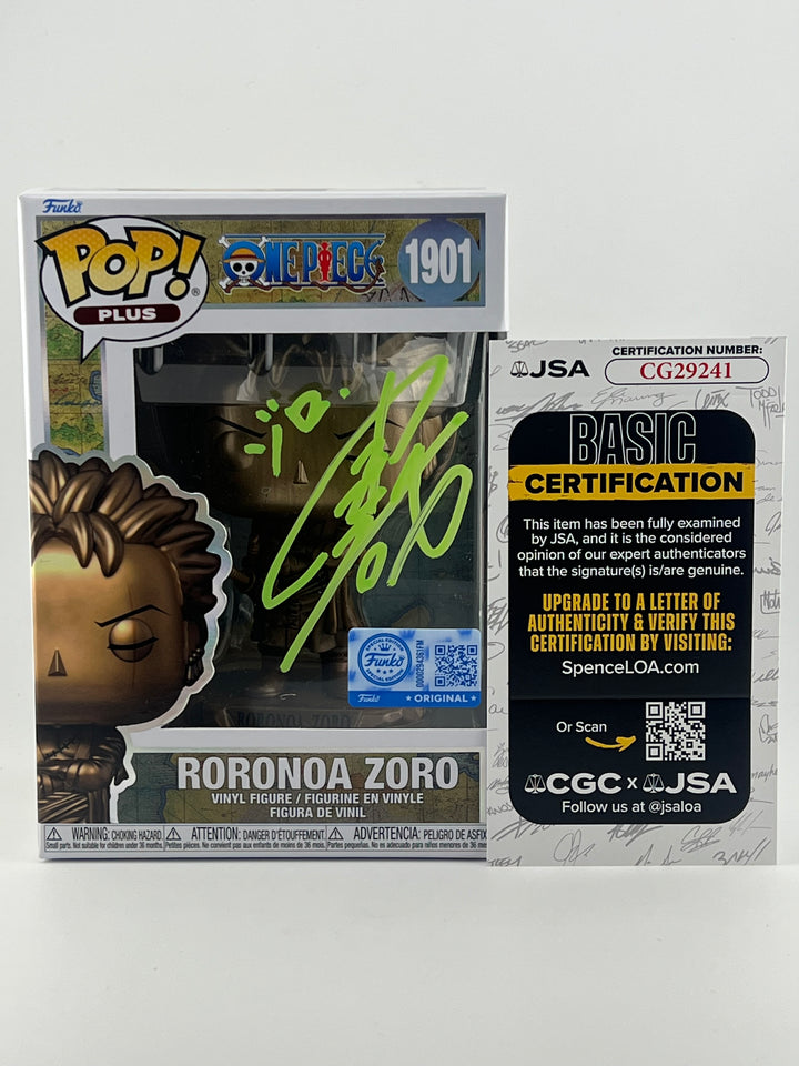FUNKO POP! BRONZE STATUE RORONOA ZORO 1901 FUNKO SHOP EXCLUSIVE JVA SIGNED