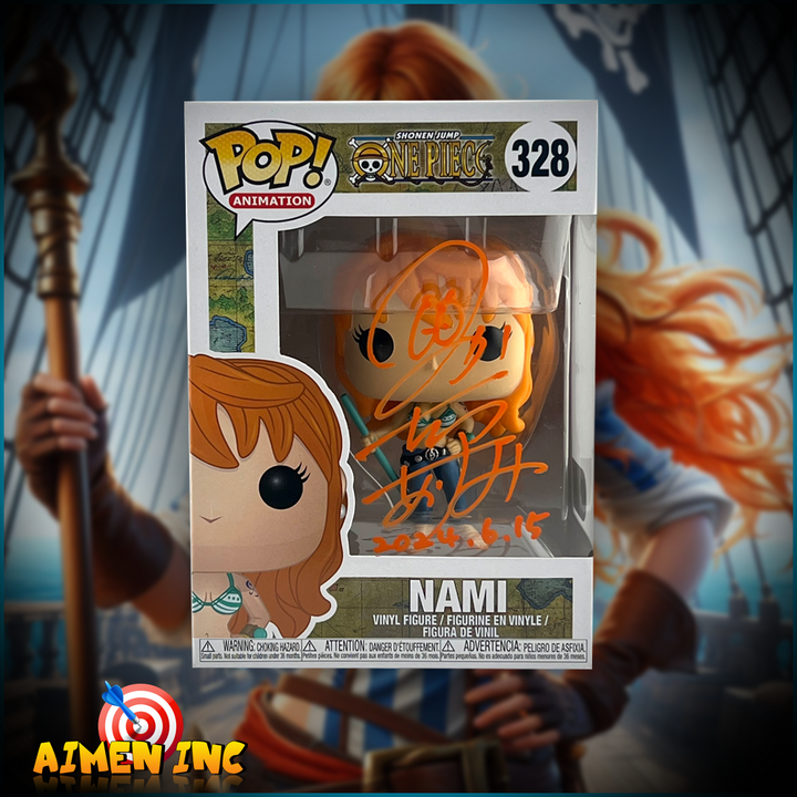 Funko Pop! One Piece - Nami #328 Autographed by JVA Akemi Okamura with SWAU Authentication