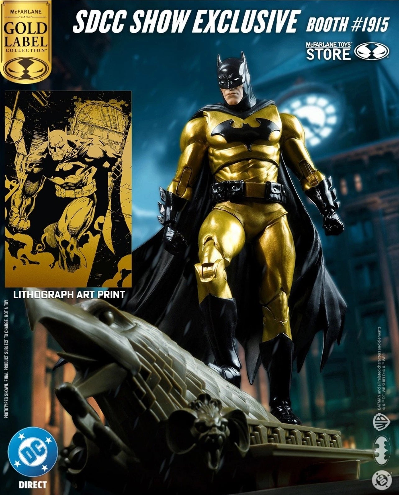 SDCC 2025 McFarlane Toys Gold Batman Hush 7-inch Gold Label Action Figure Comic