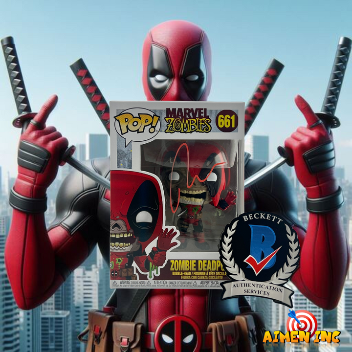 Funko Pop! Zombie Deadpool 661 - Autographed by Ryan Reynolds with Beckett Authentication