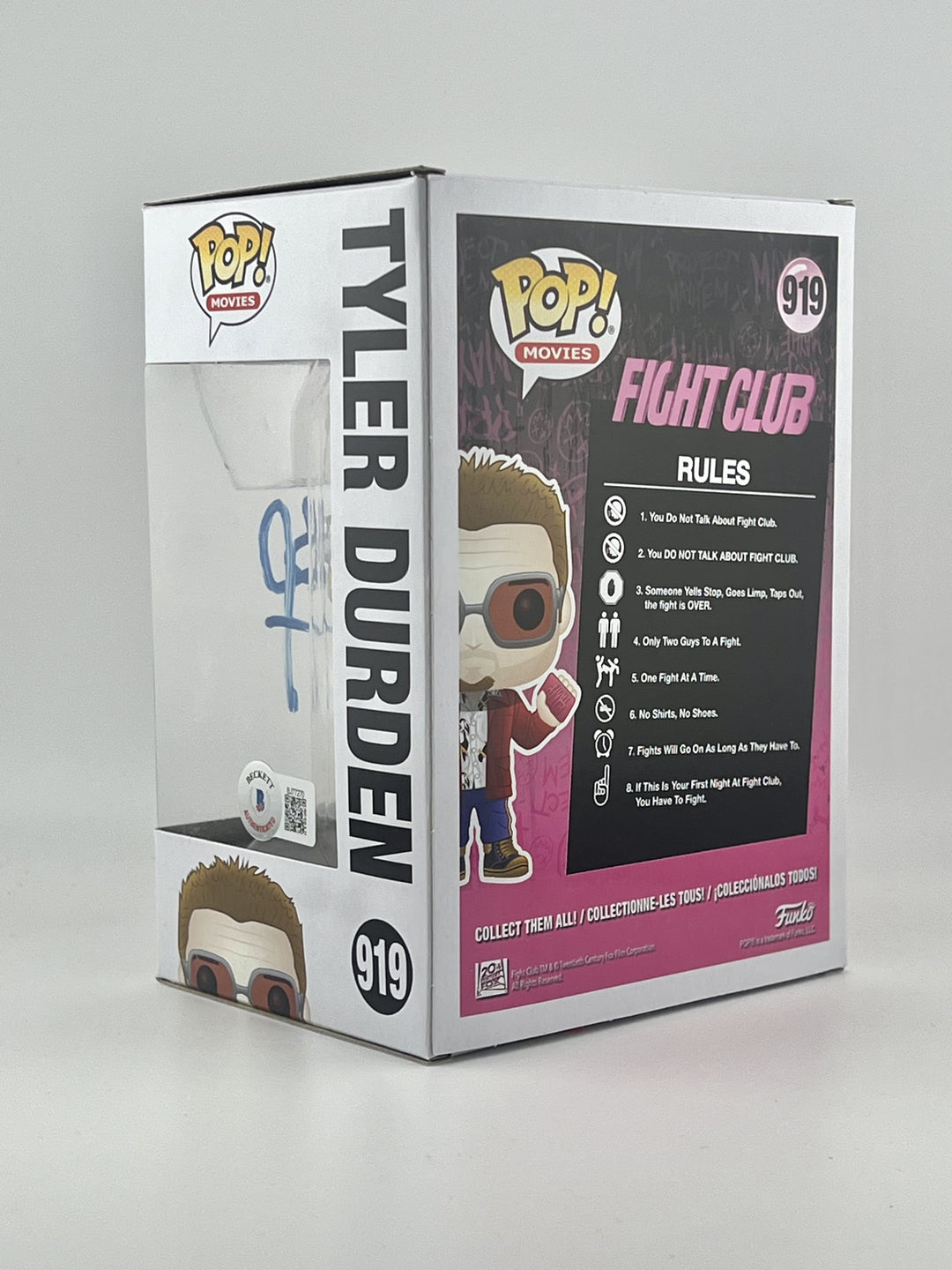 Signed Funko Pop! Tyler Durden #919 - Fight Club | Signed by Brad Pitt | Beckett Authenticated