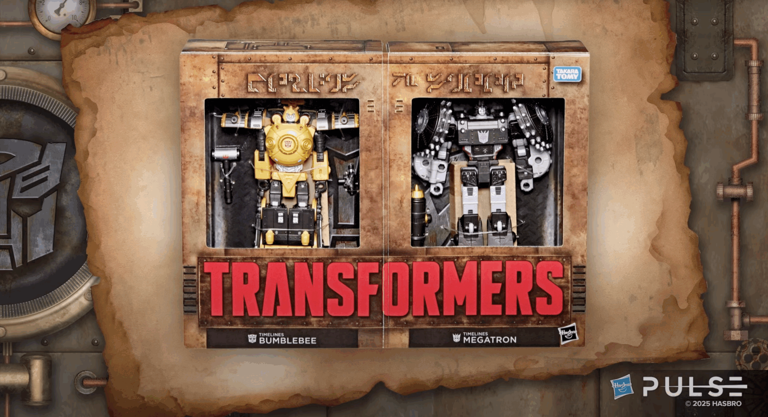 SDCC 25 Hasbro Transformers HEARTS OF STEEL Timelines Bumblebee Megatron