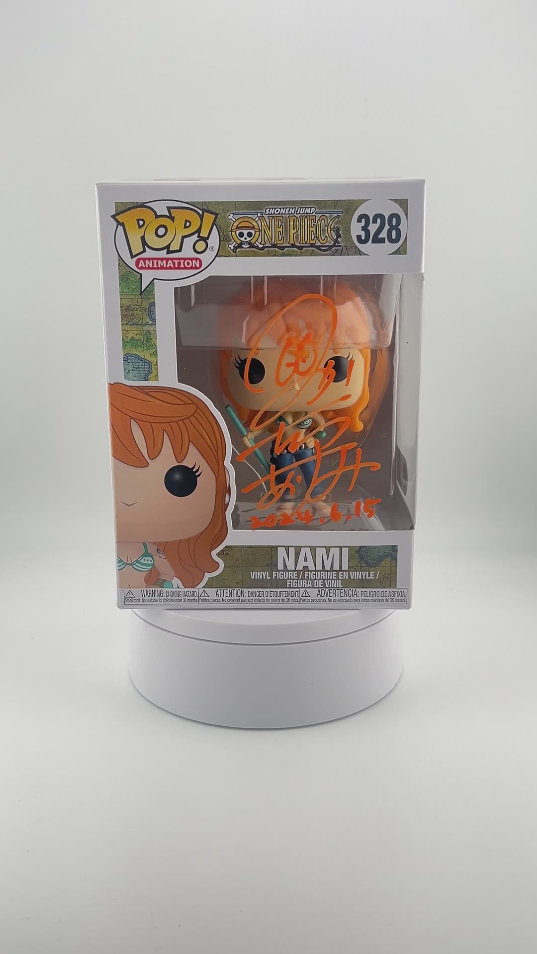 Funko Pop! One Piece - Nami #328 Autographed by JVA Akemi Okamura with SWAU Authentication